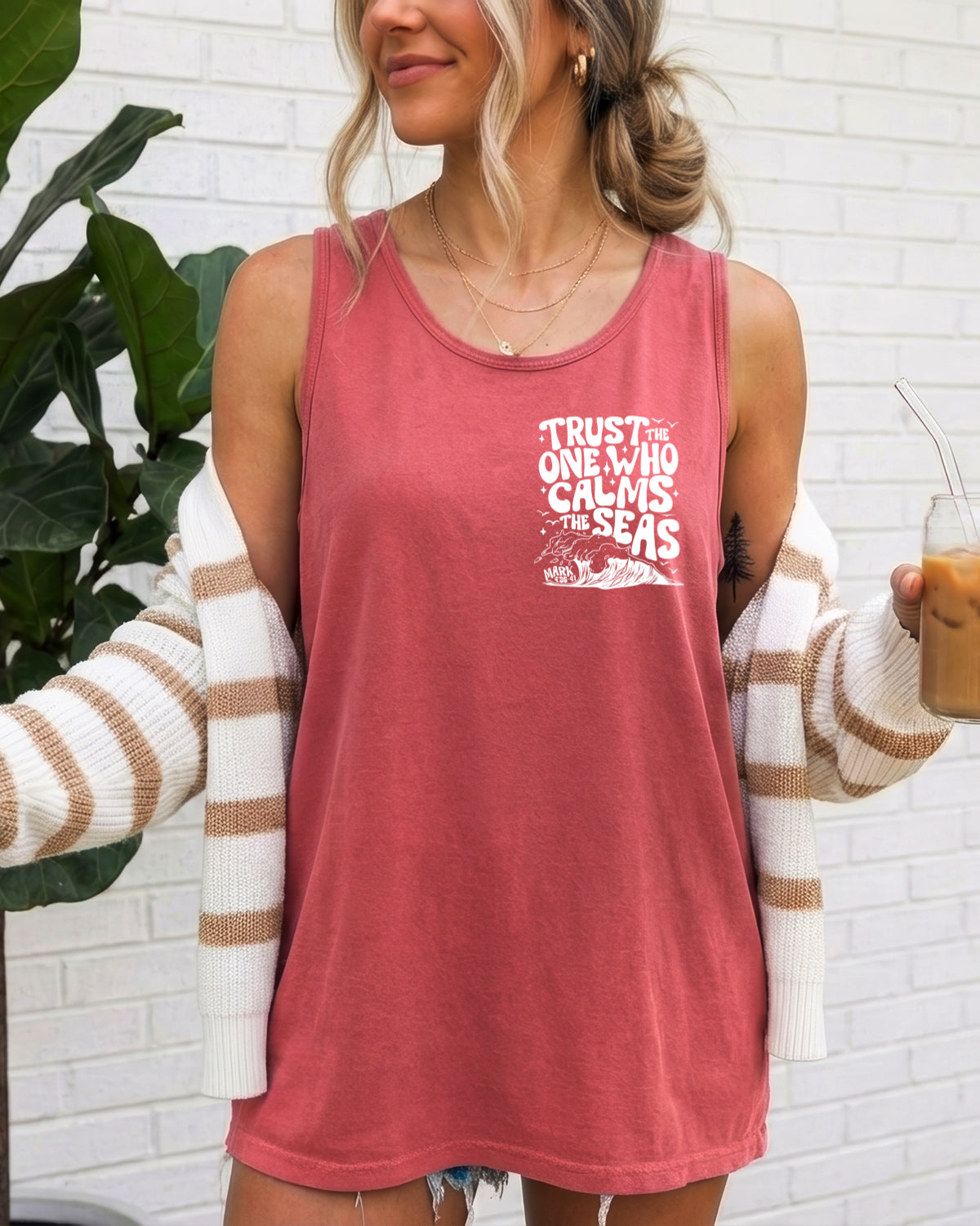 Trust who calms the sea Mark Psalm Christian Comfort Colors Tank Top Faith Bible Jesus (Copy)