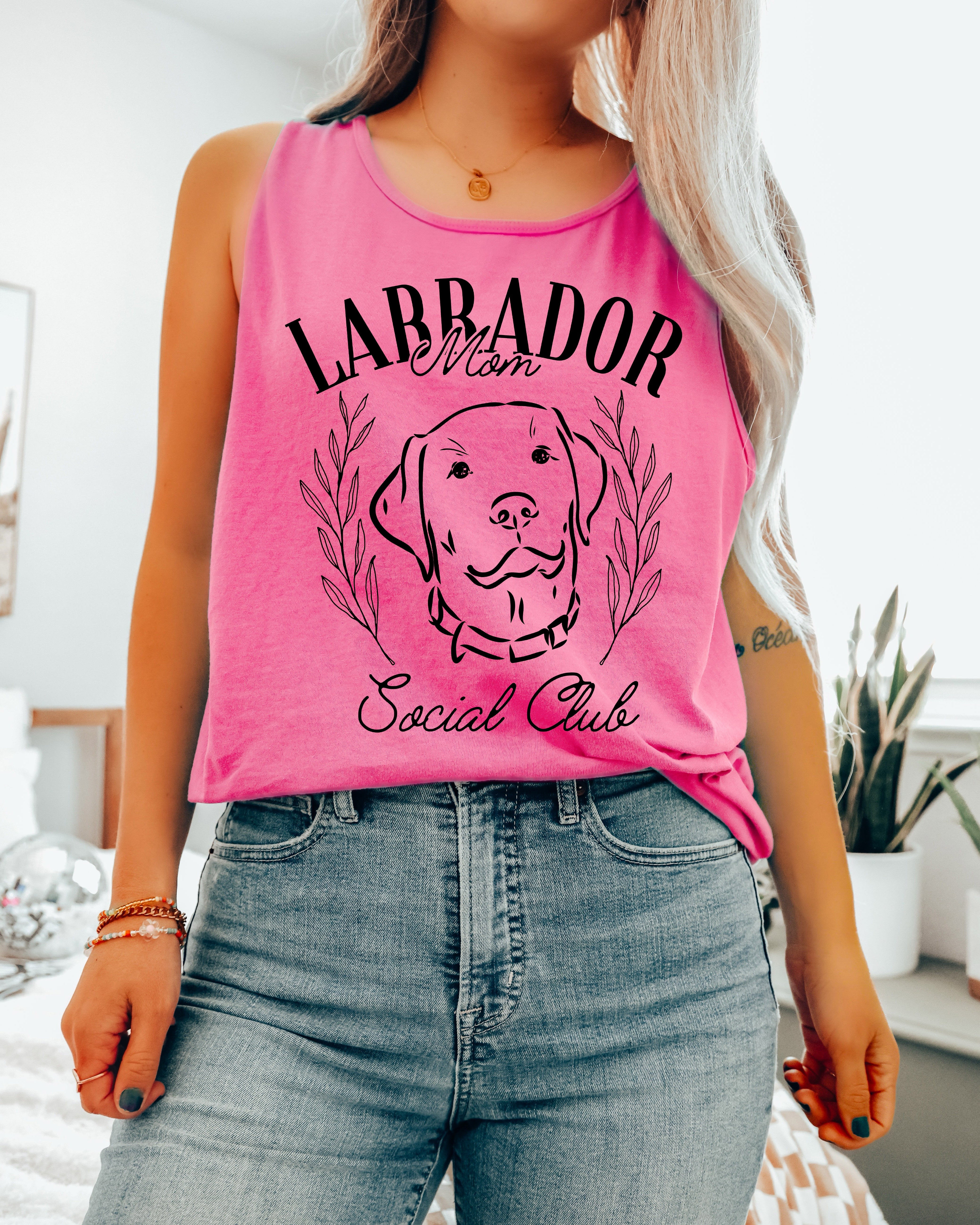 Labrador Retriever Social Club Dog mom Comfort Colors Tank Top