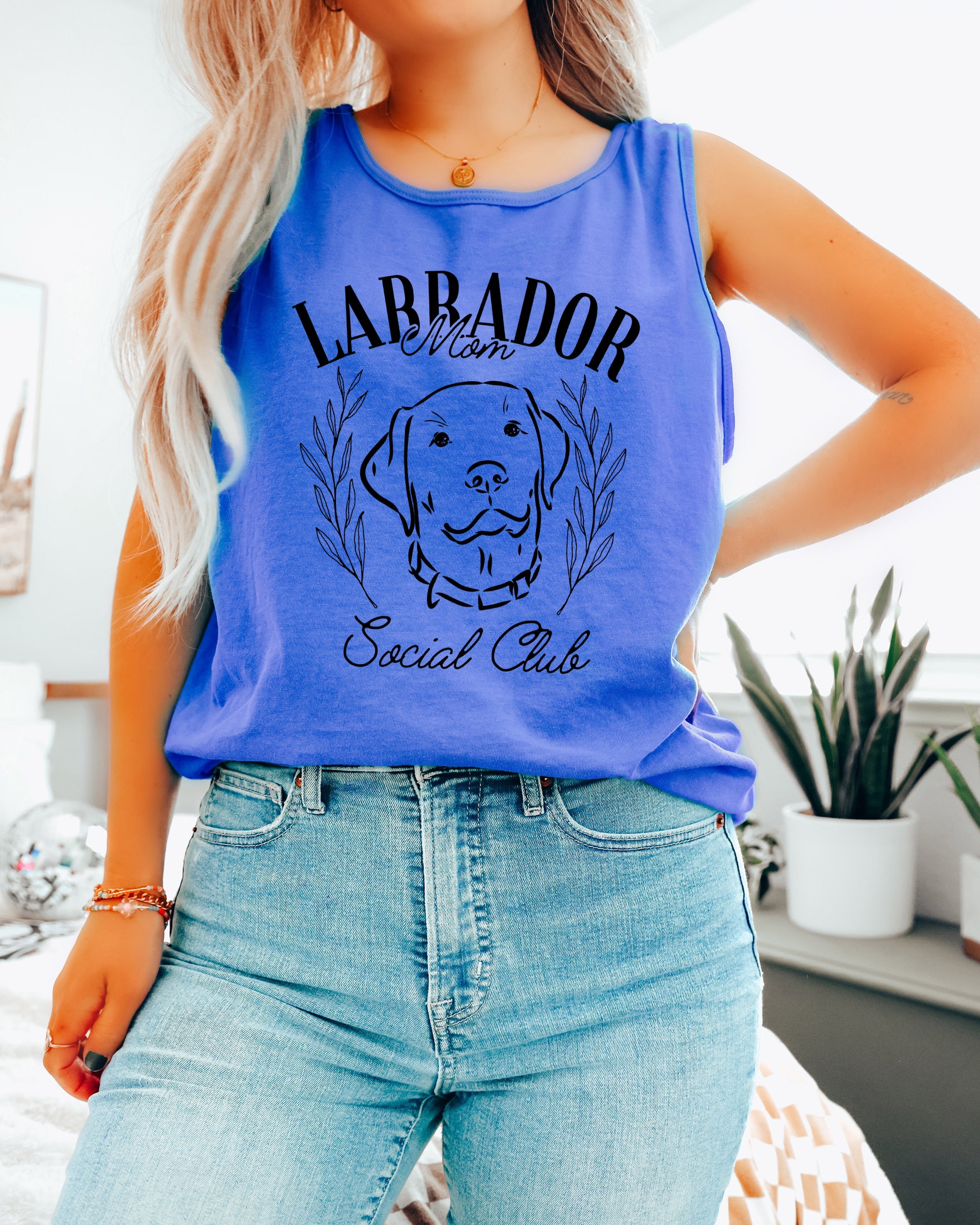 Labrador Retriever Social Club Dog mom Comfort Colors Tank Top