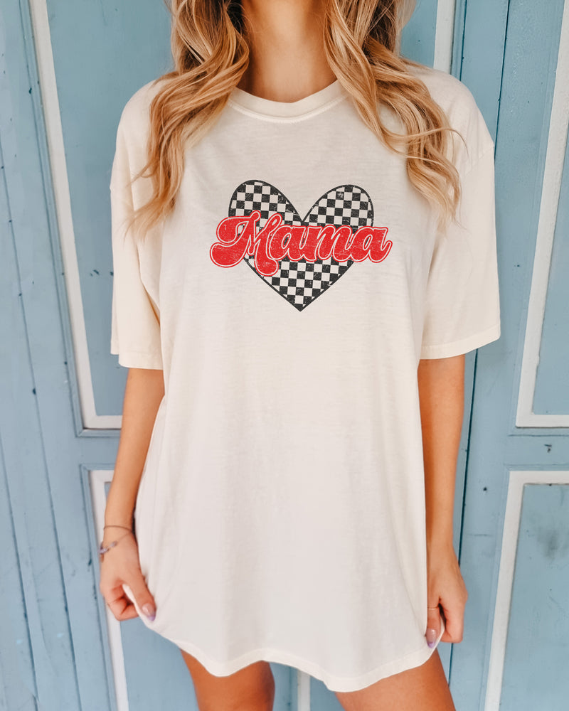 Mama Love Comfort Colors T Shirt (Checkered)