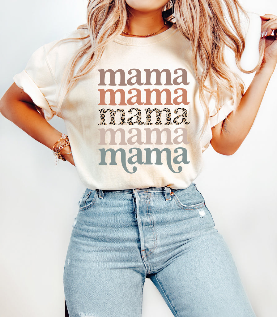 Mama Leopard Comfort Colors T Shirt