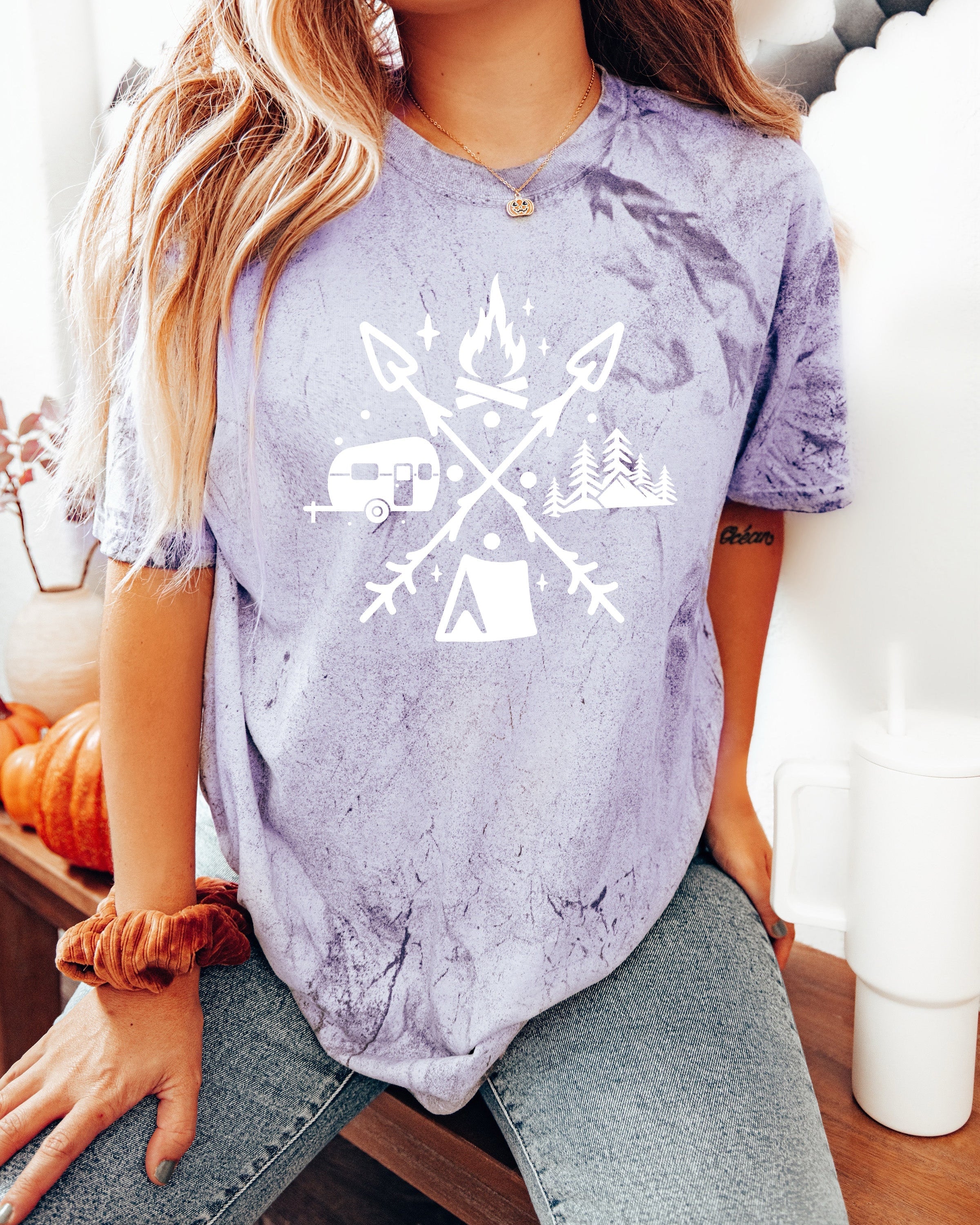 Camping Hiking Comfort Colors T Shirt (X shape)