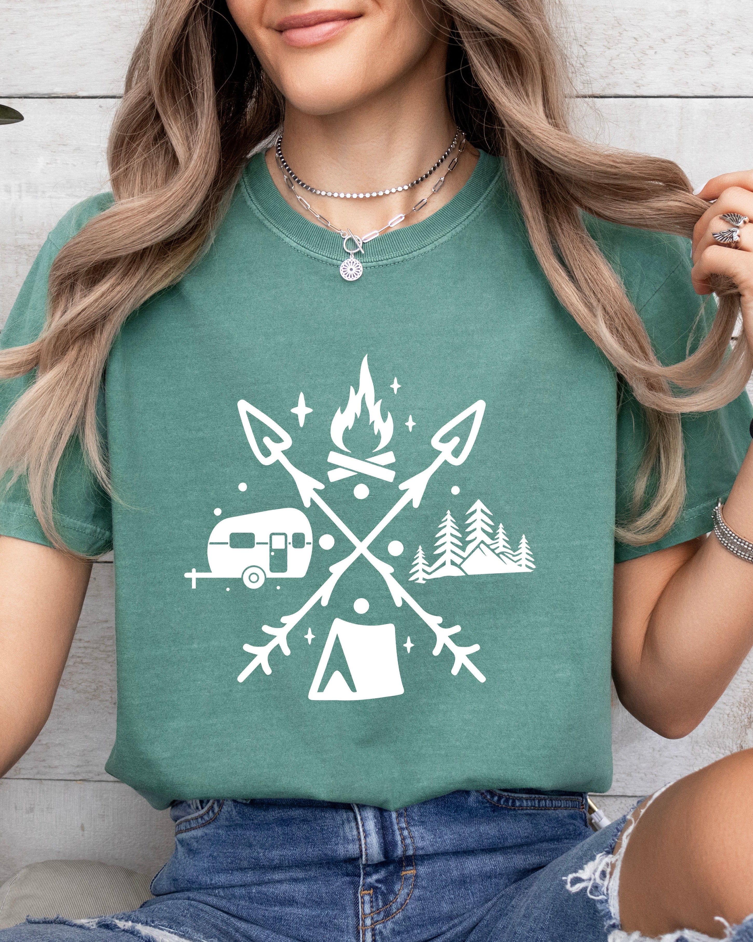 Camping Hiking Comfort Colors T Shirt (X shape)