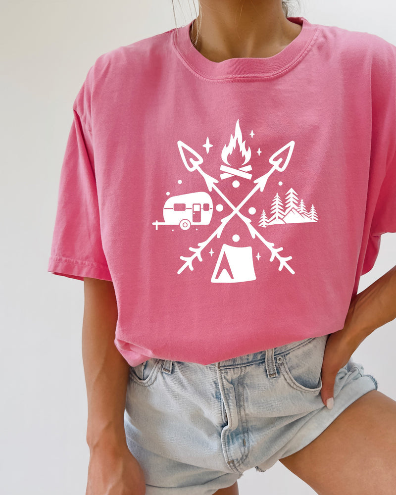 Camping Hiking Comfort Colors T Shirt (X shape)
