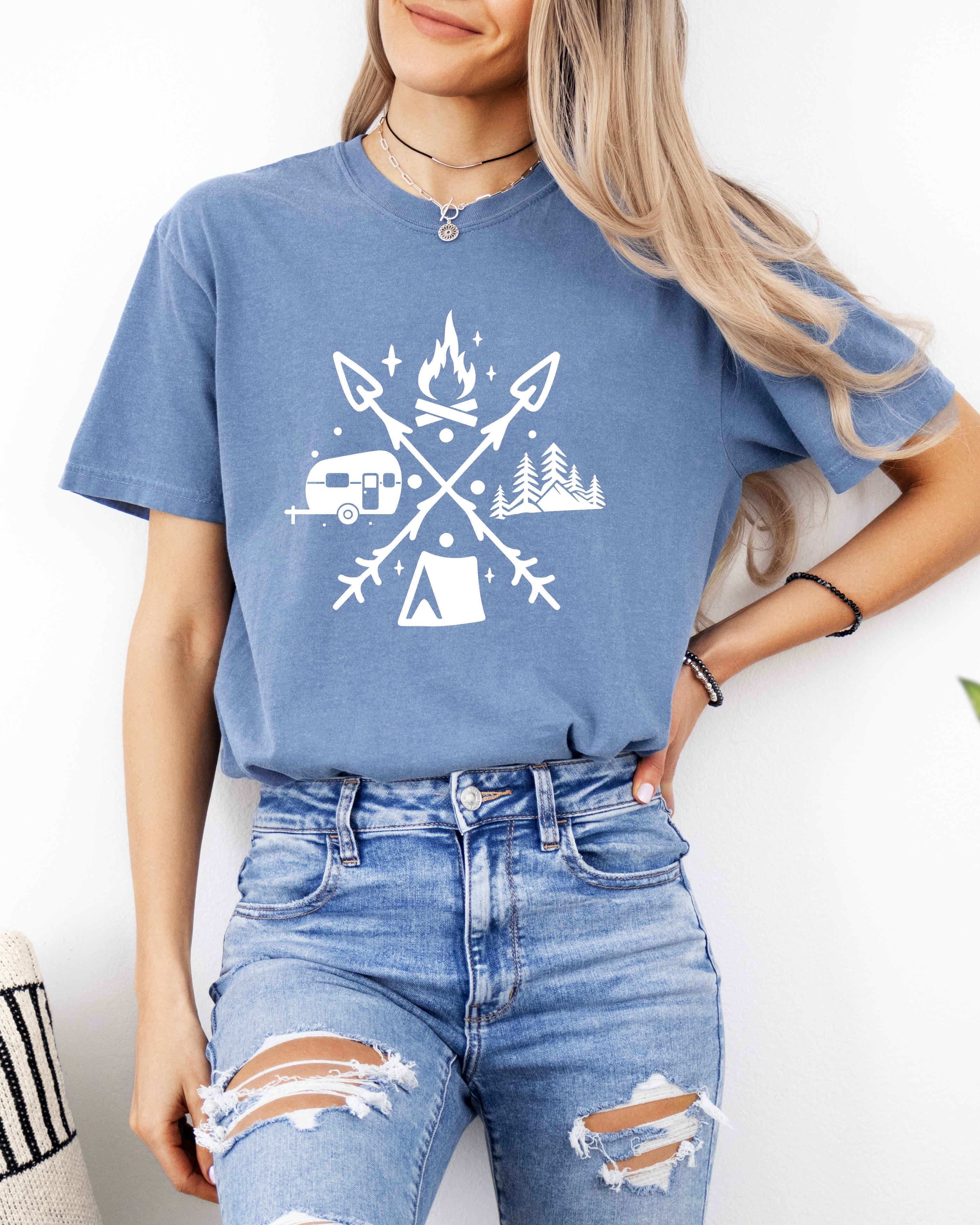 Camping Hiking Comfort Colors T Shirt (X shape)