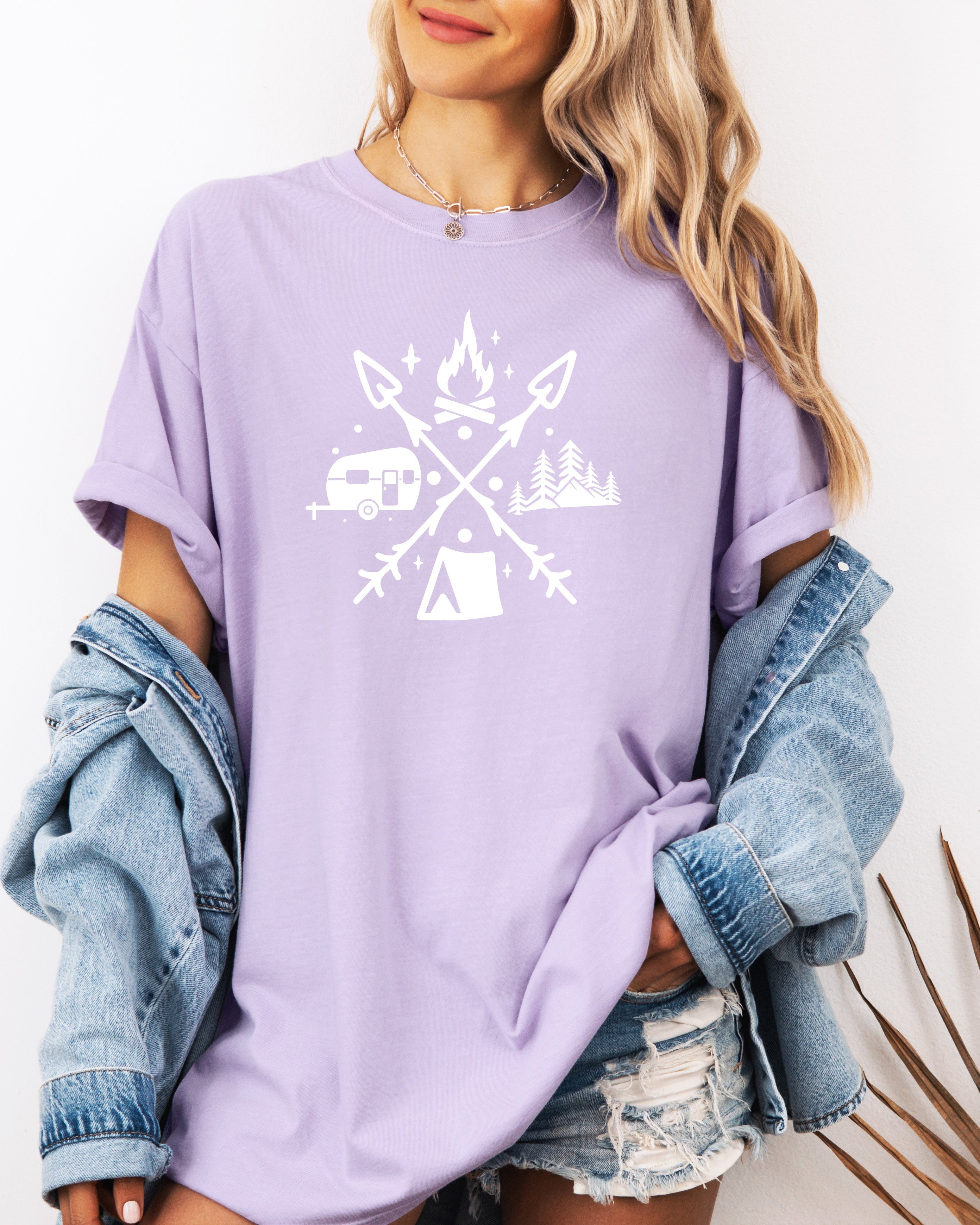 Camping Hiking Comfort Colors T Shirt (X shape)