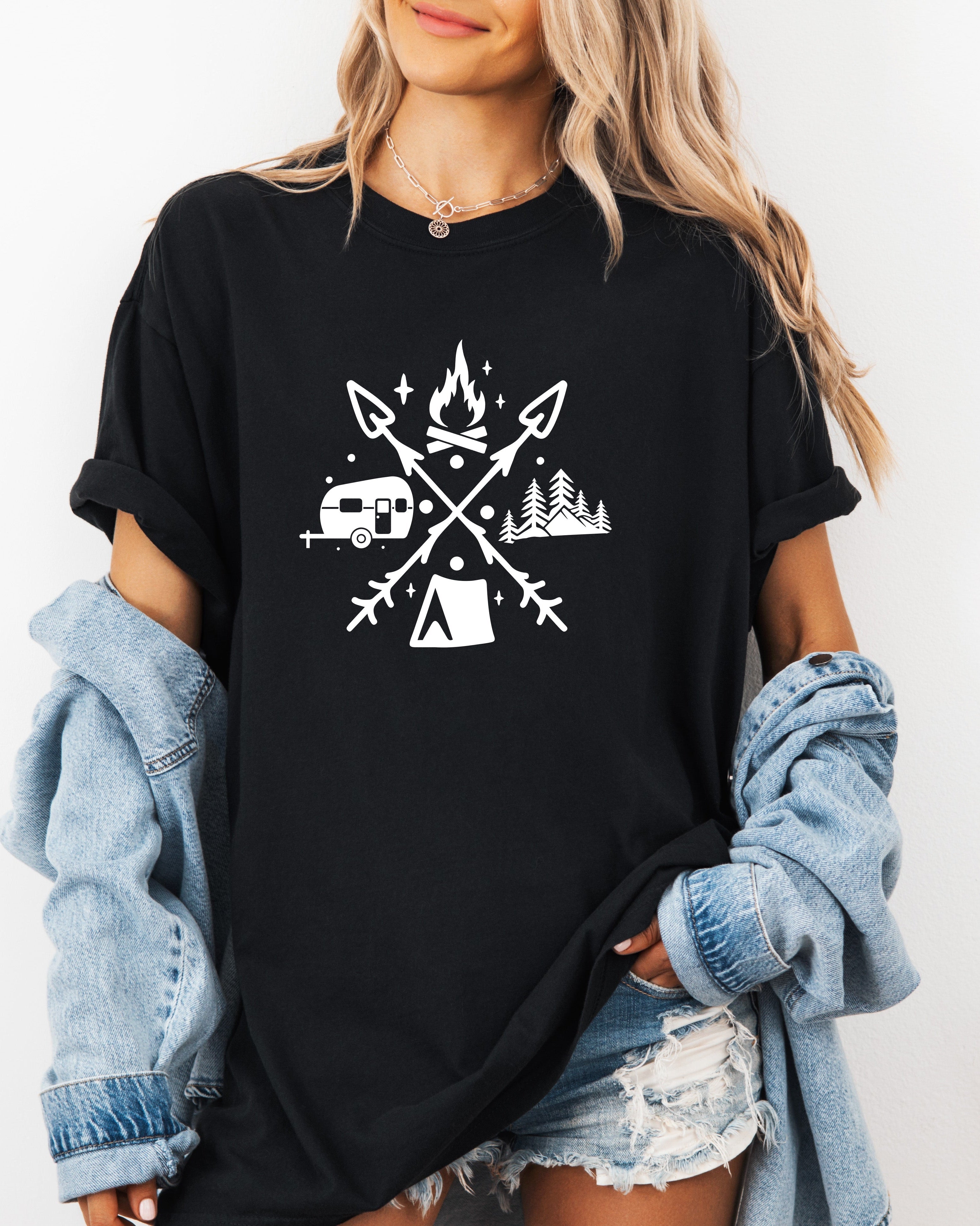 Camping Hiking Comfort Colors T Shirt (X shape)