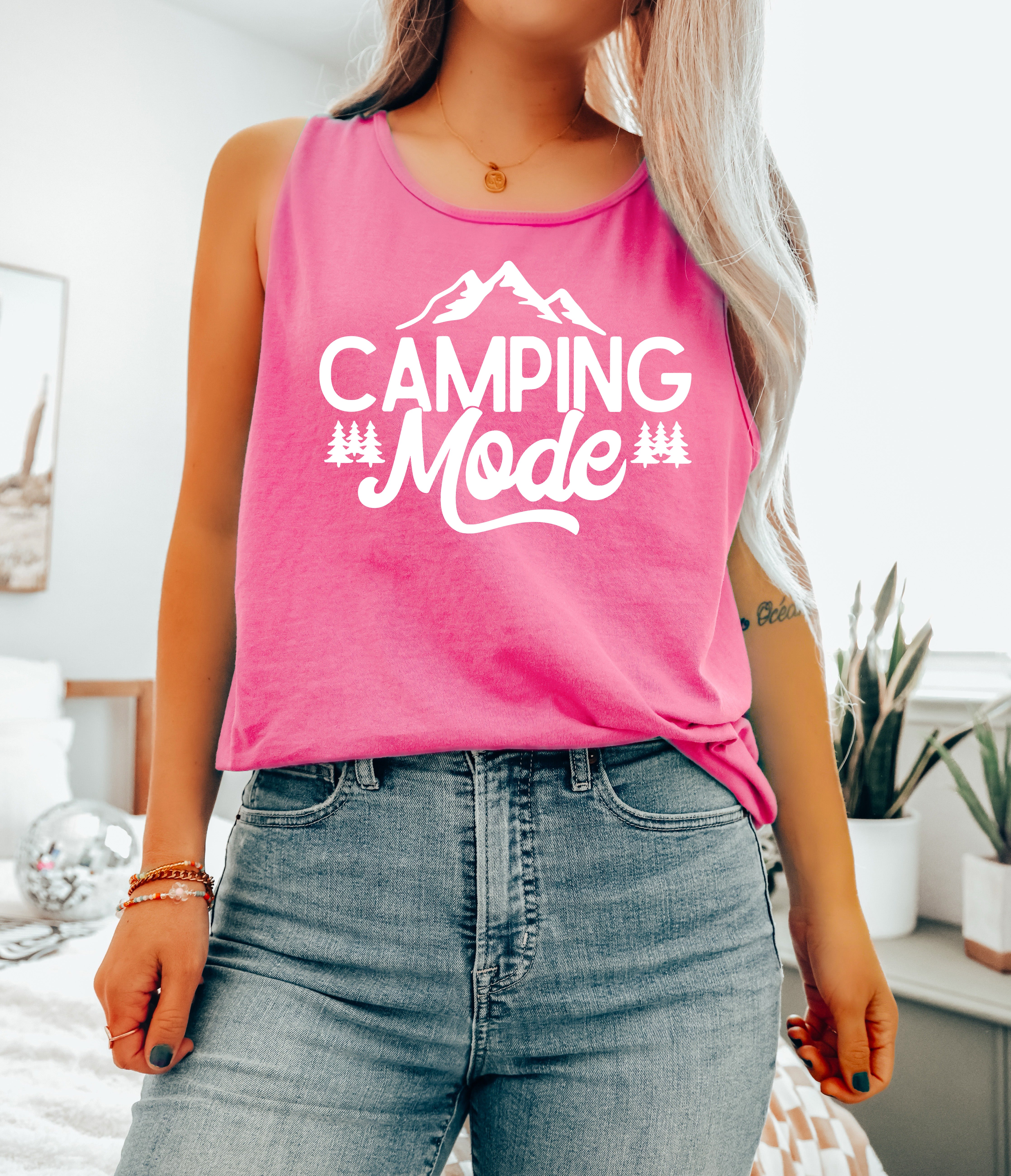 Camping Mode Mountain Hiking Nature Comfort Colors Tank Top