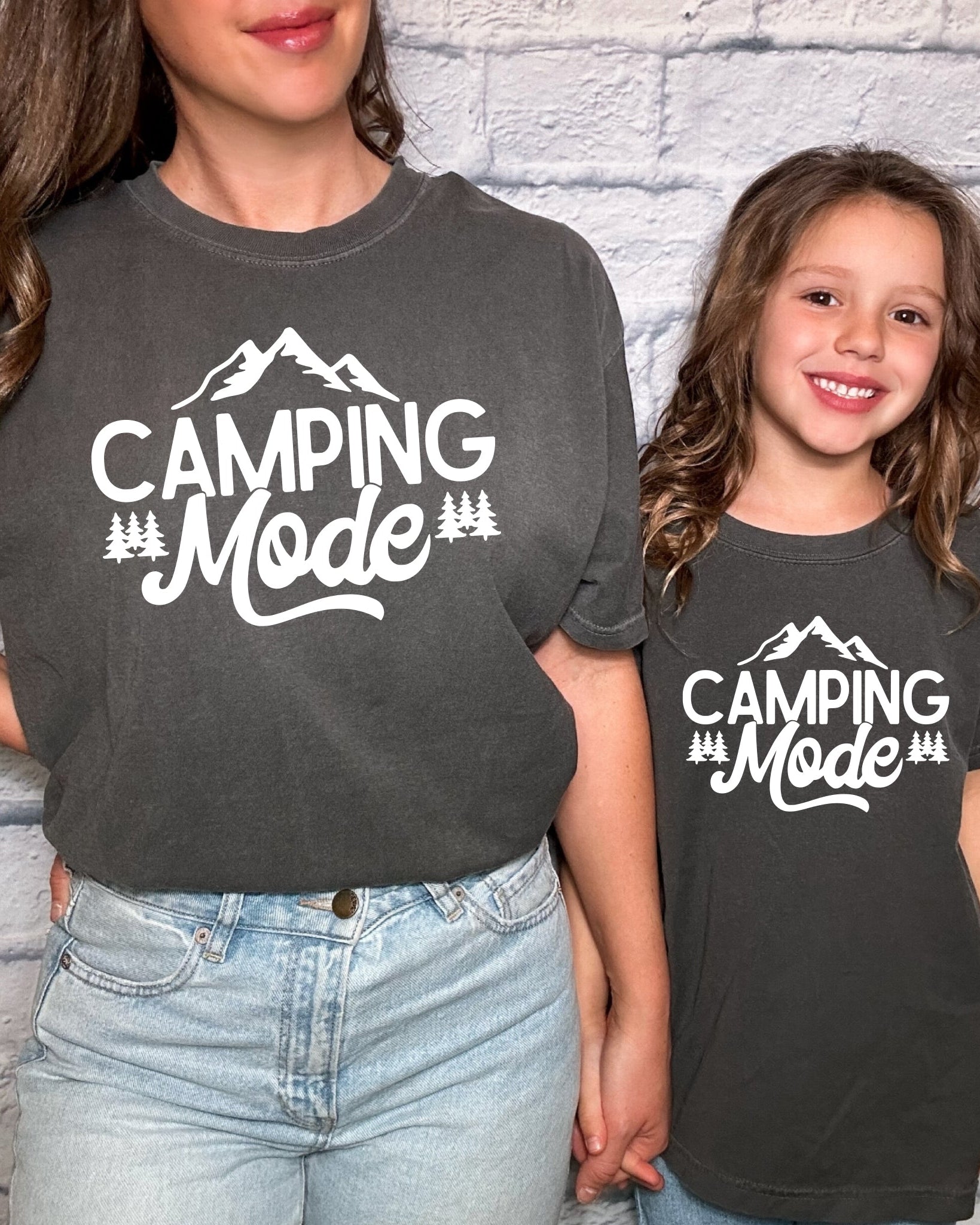 Camping Mode Nature Camping Hiking Garment Dyed Kids Youth Shirt