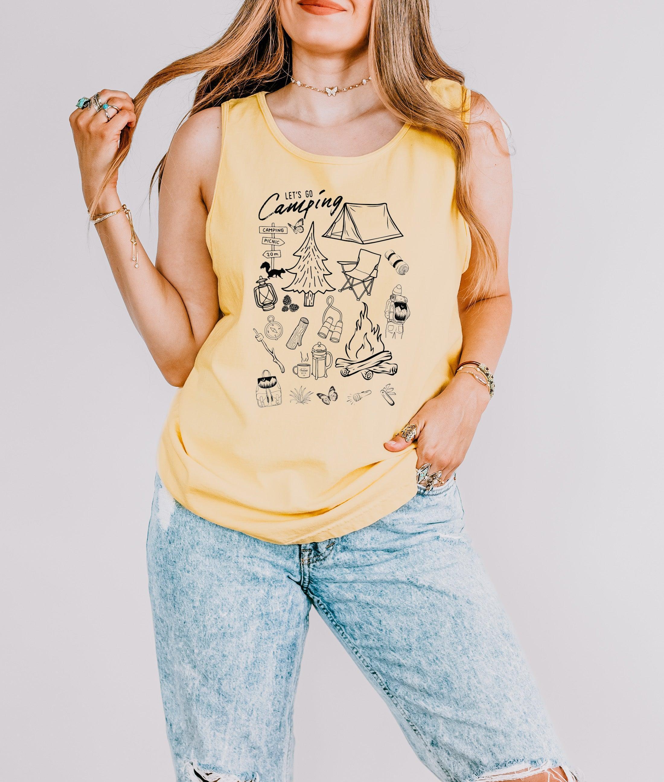 Camping Mountain Hiking Nature Comfort Colors Tank Top (sketches)