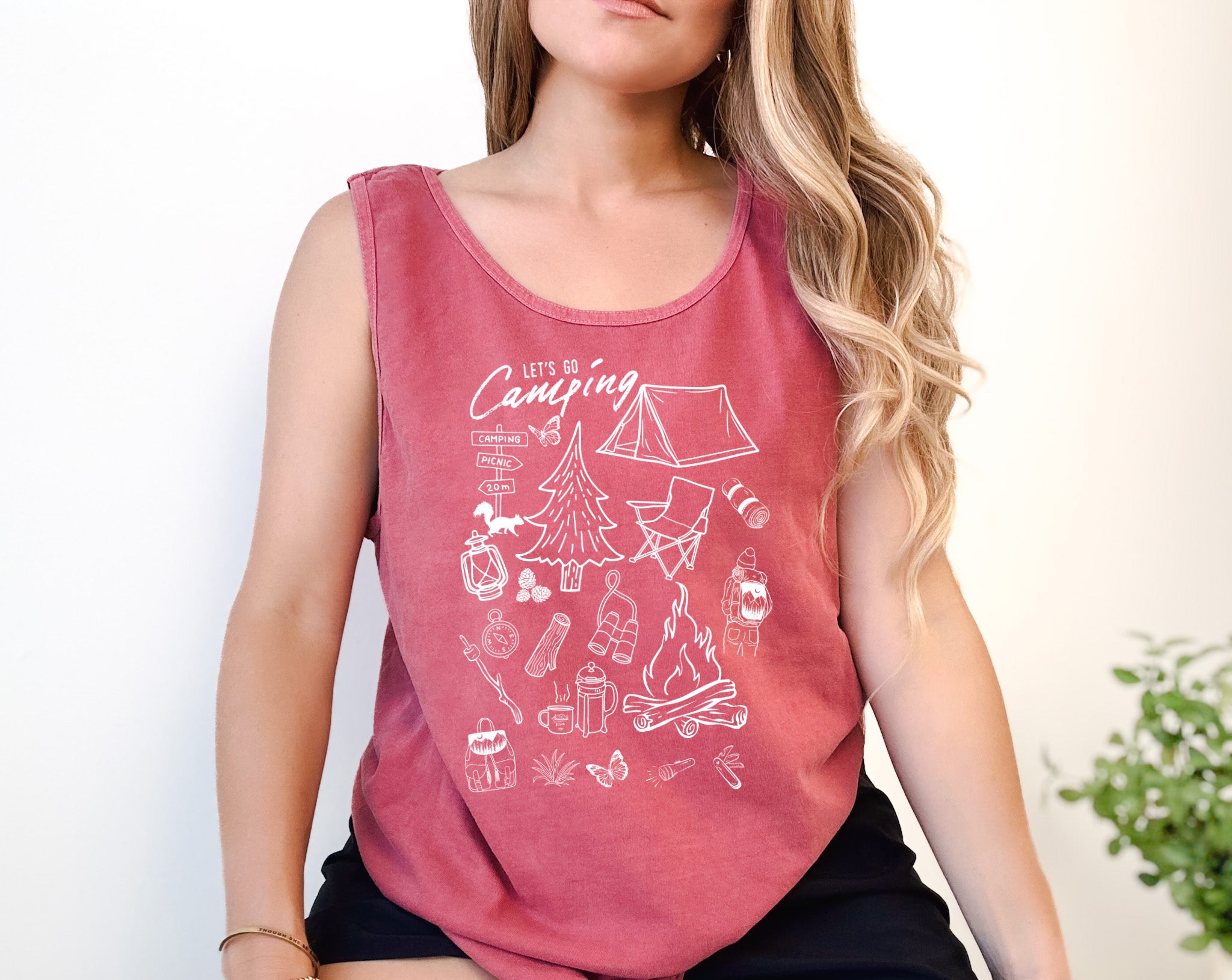Camping Mountain Hiking Nature Comfort Colors Tank Top (sketches)