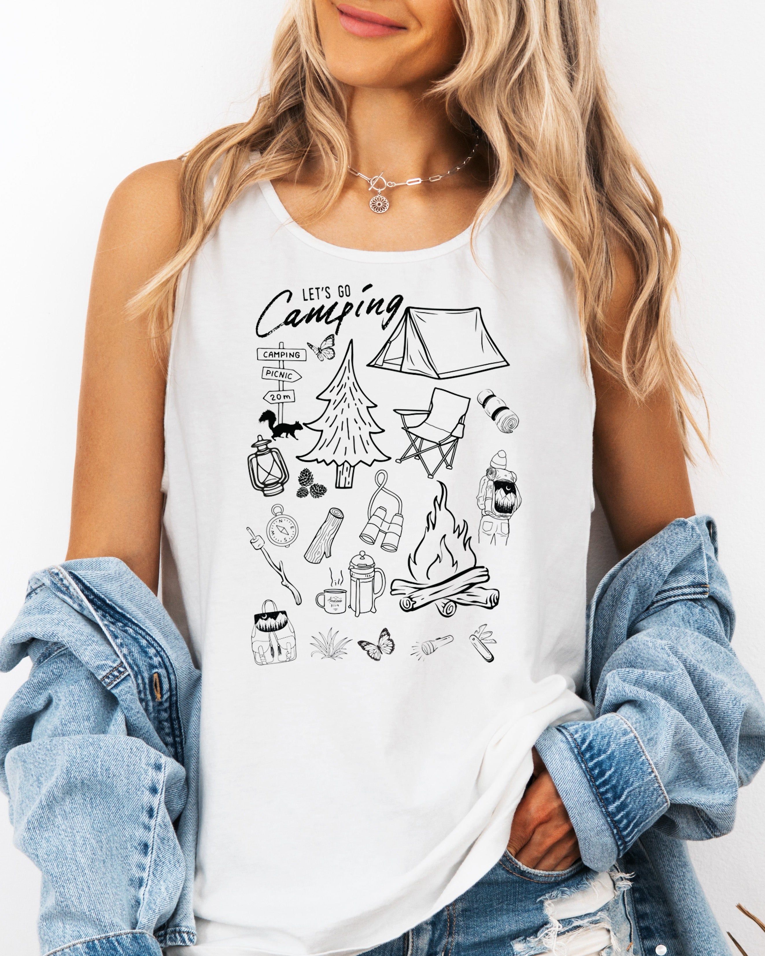Camping Mountain Hiking Nature Comfort Colors Tank Top (sketches)