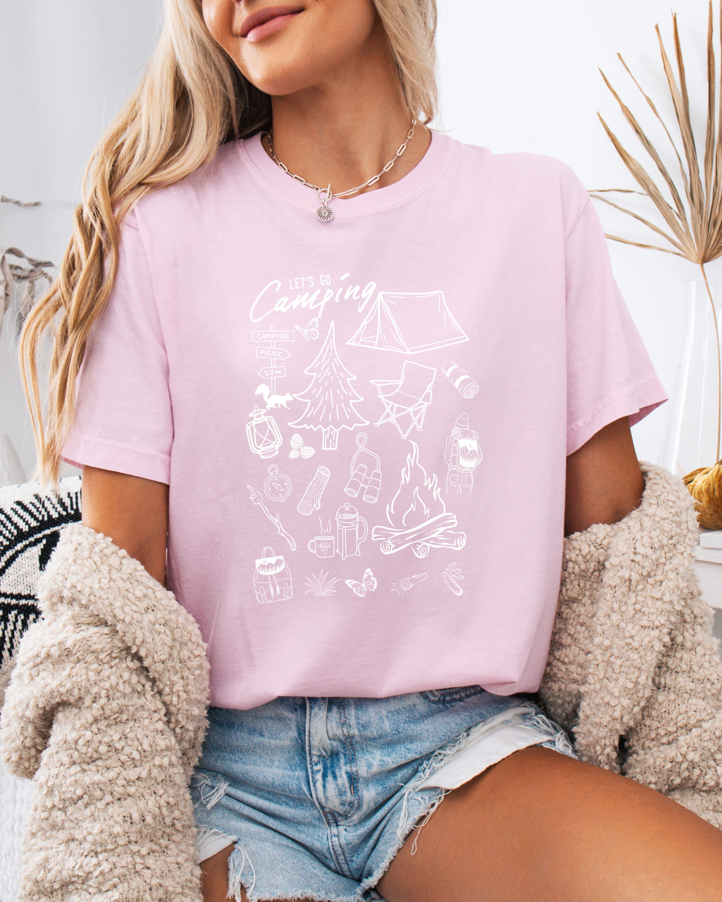 Camping Sketch Nature Camping Hiking Garment Dyed Shirt