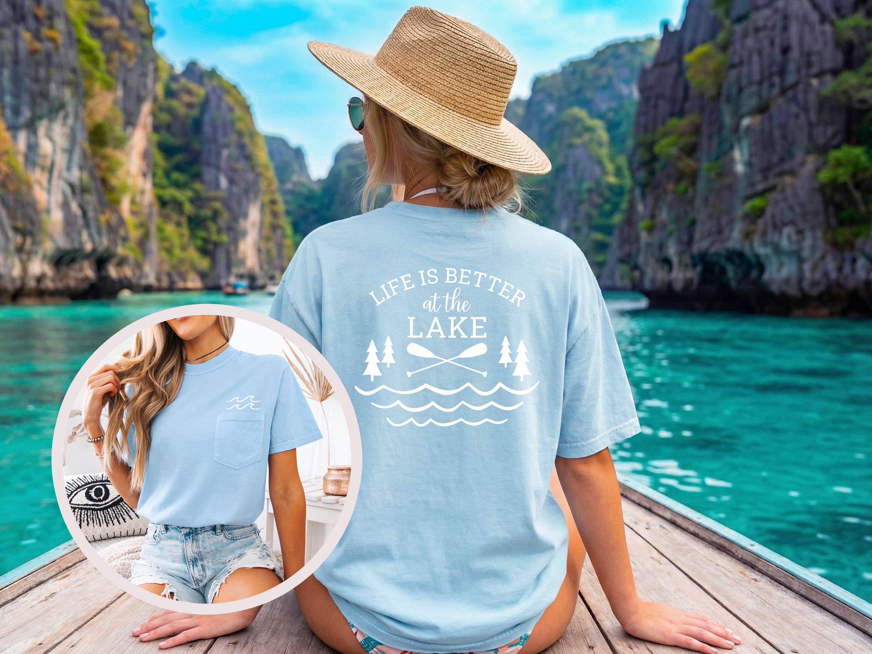 Life is better at the Lake Comfort Colors Pocket T-Shirt – Nature Camping Outdoor Graphic Tee