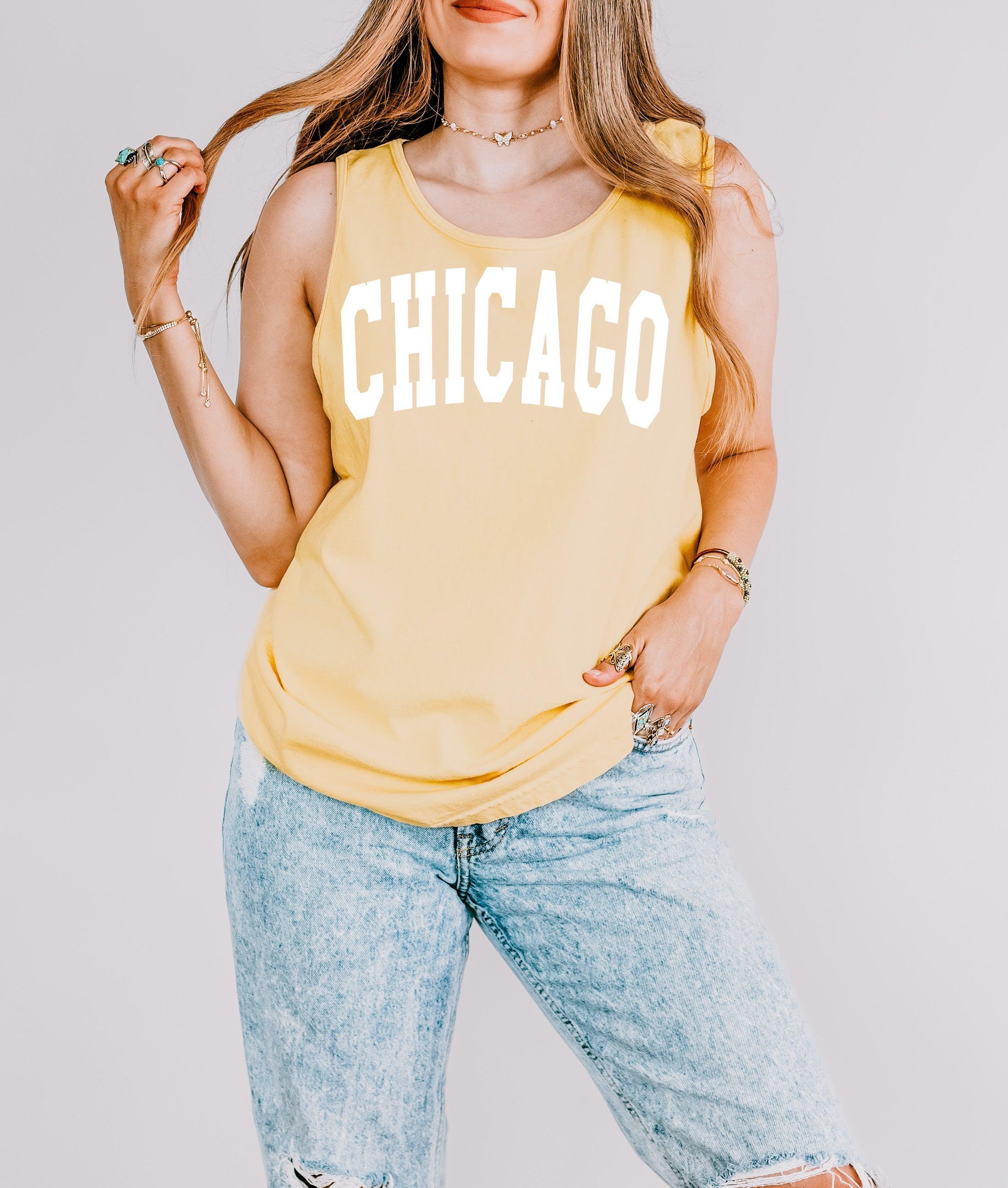 Chicago California State City Comfort Colors Tank Top (Condensed)