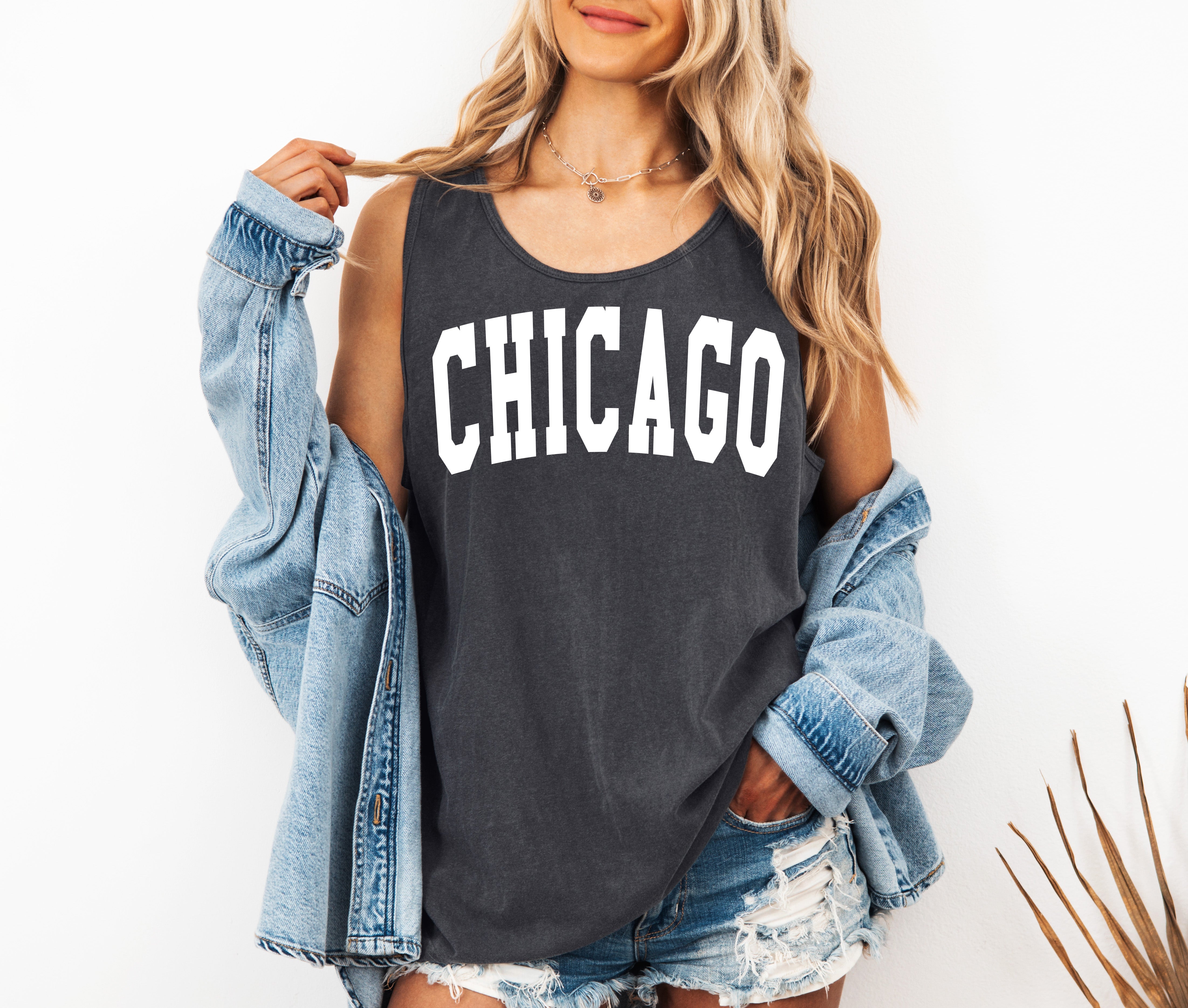 Chicago California State City Comfort Colors Tank Top (Condensed)