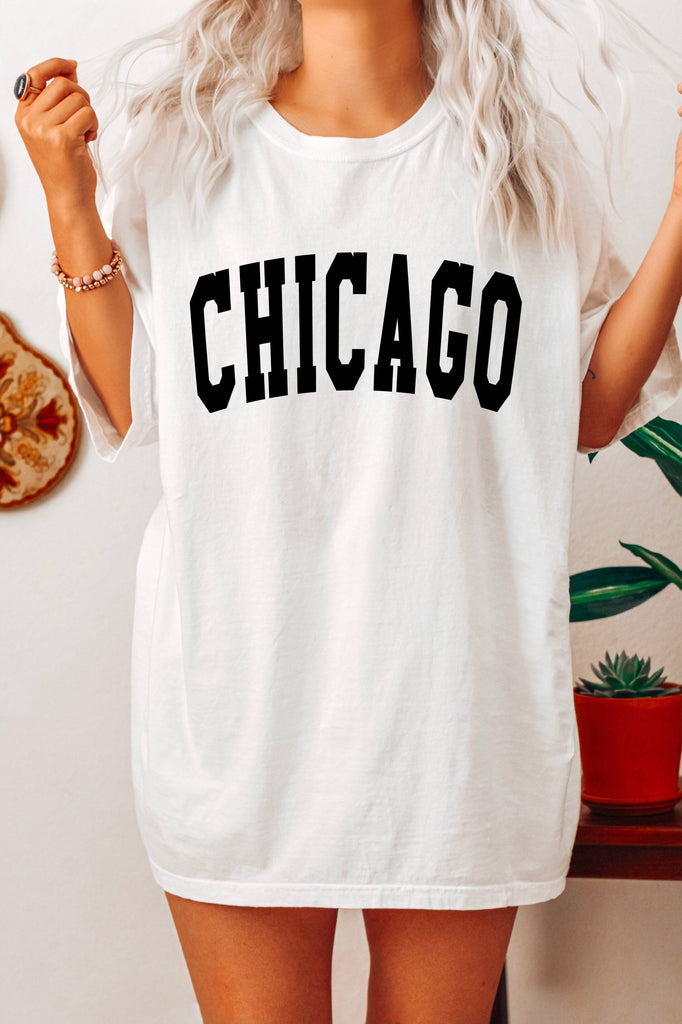 Chicago Illinois State City Comfort Colors T Shirt (Condensed Font)