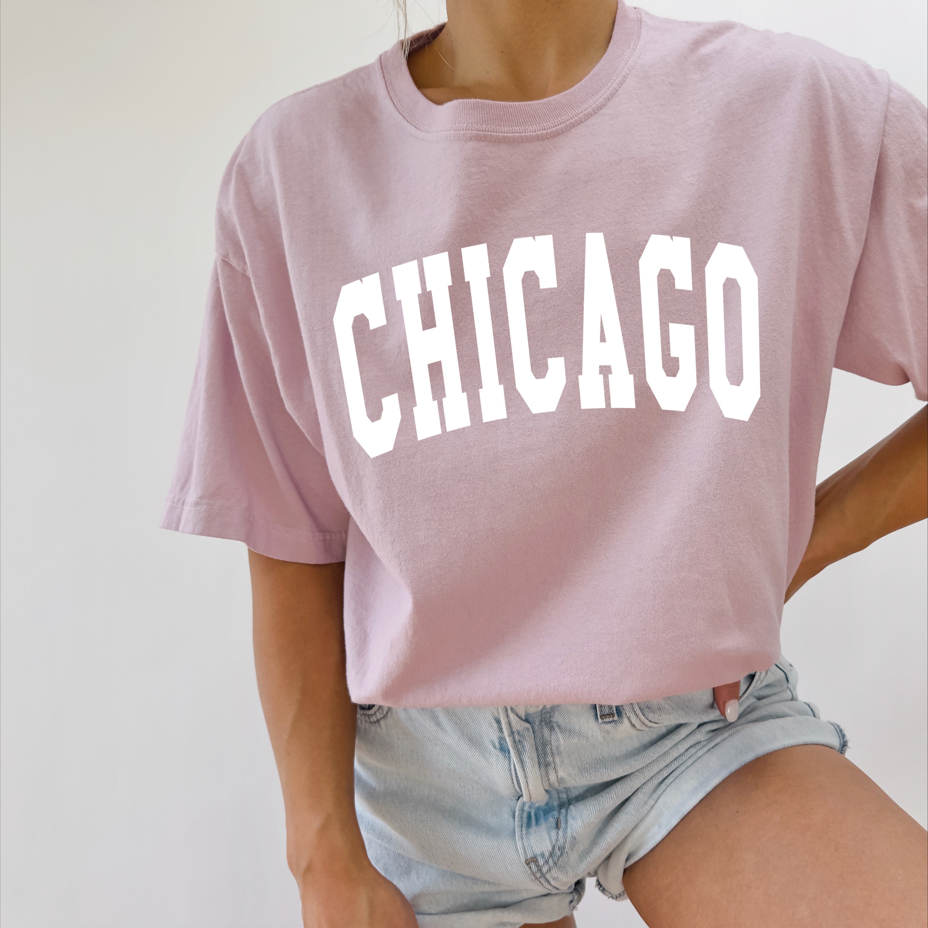 Chicago Illinois State City Comfort Colors T Shirt (Condensed Font)