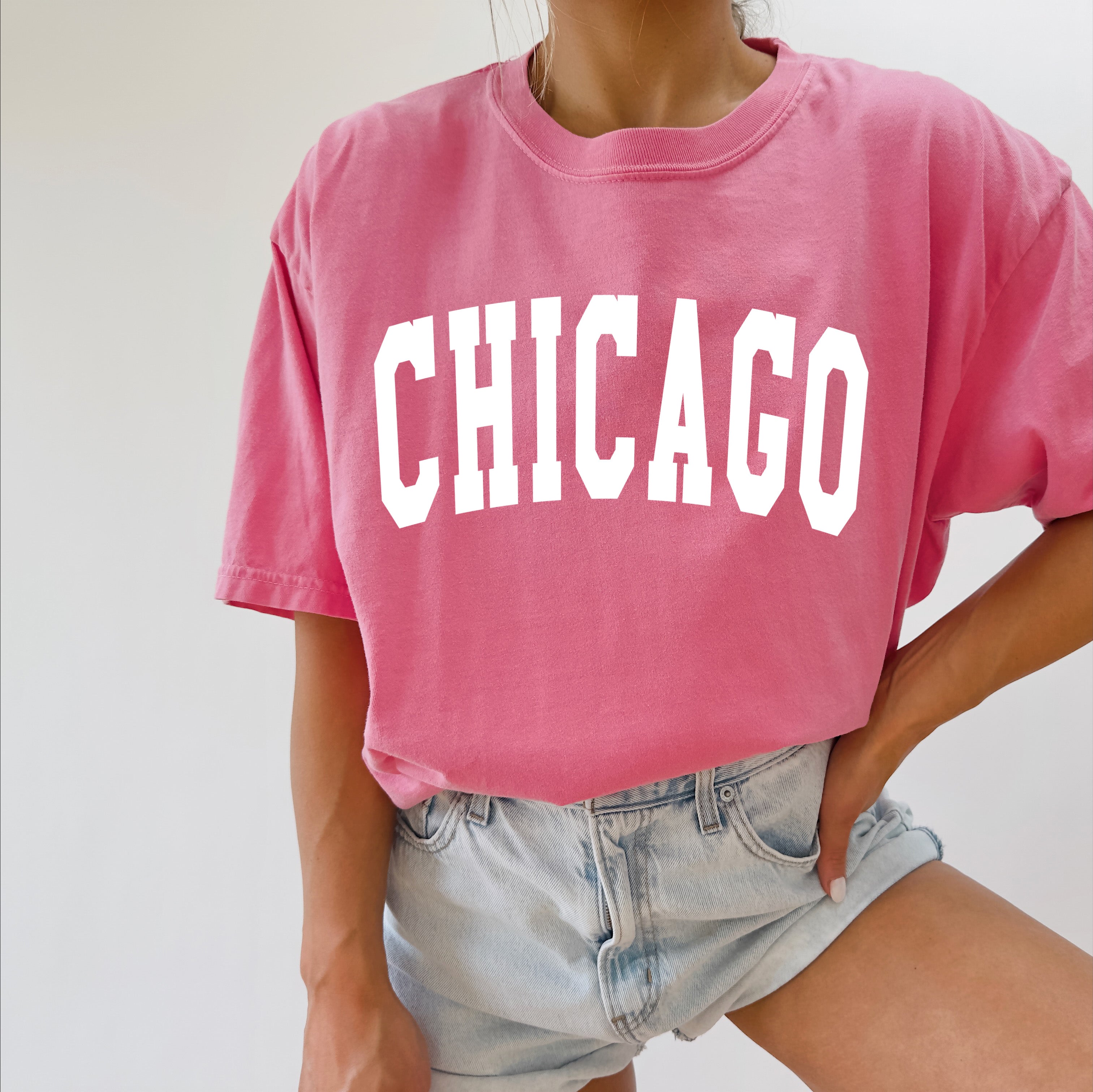 Chicago Illinois State City Comfort Colors T Shirt (Condensed Font)