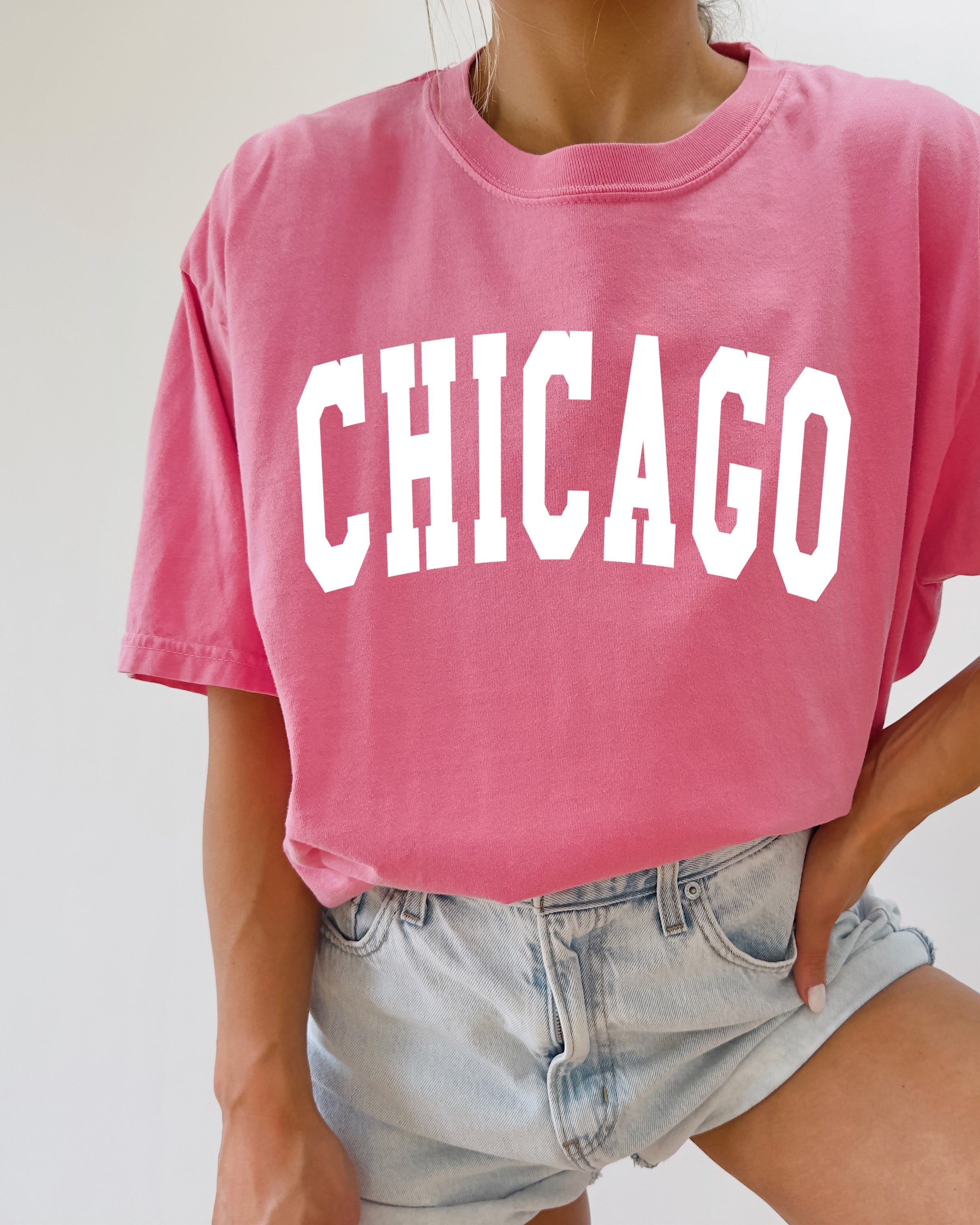 Chicago Illinois State City Comfort Colors T Shirt (Condensed Font)