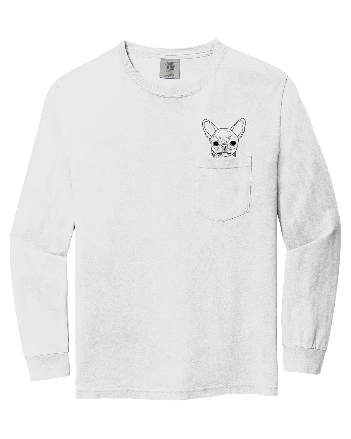 Chihuahua Dog Mom Pocket Comfort Colors Long Sleeve Shirt