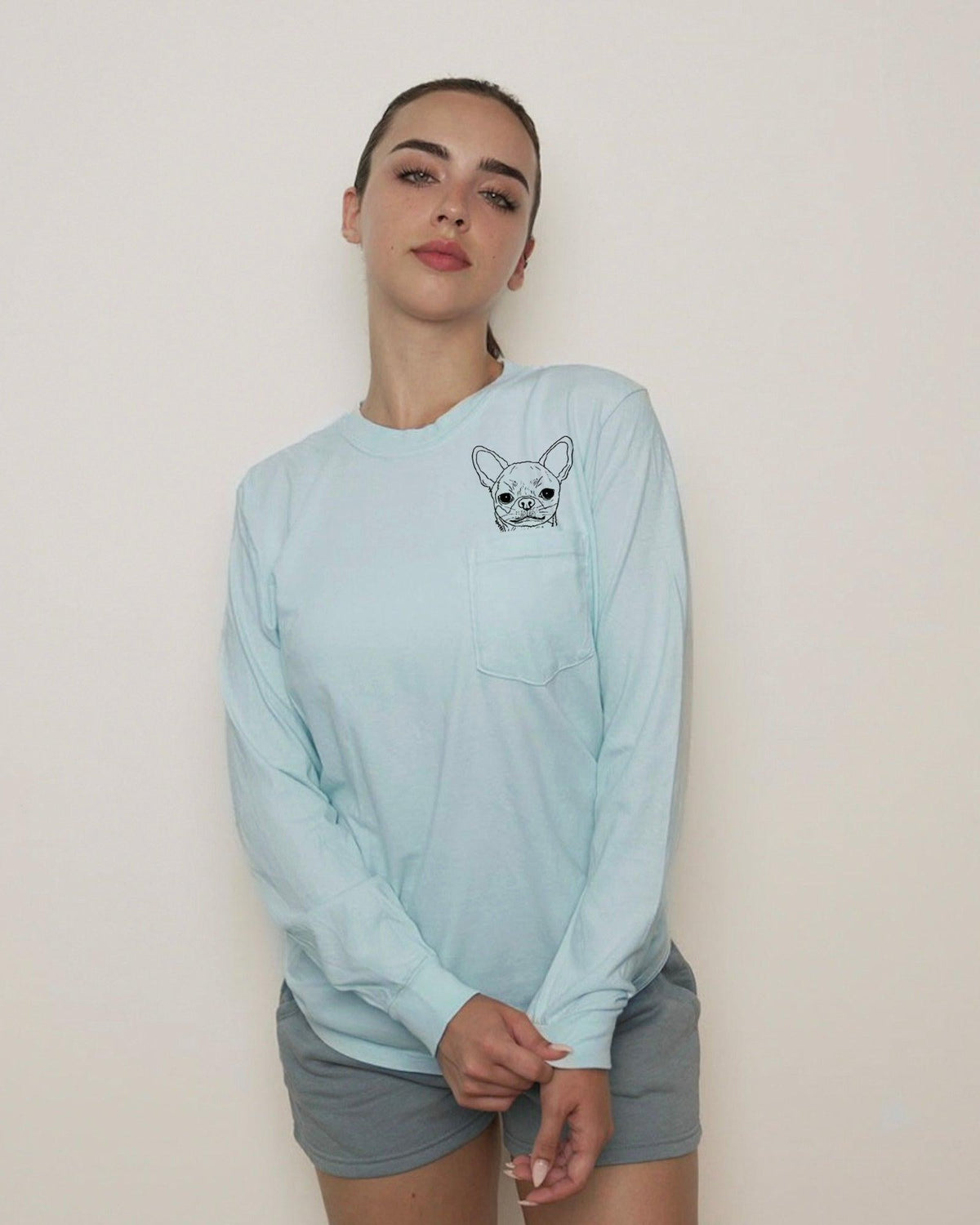 Chihuahua Dog Mom Pocket Comfort Colors Long Sleeve Shirt