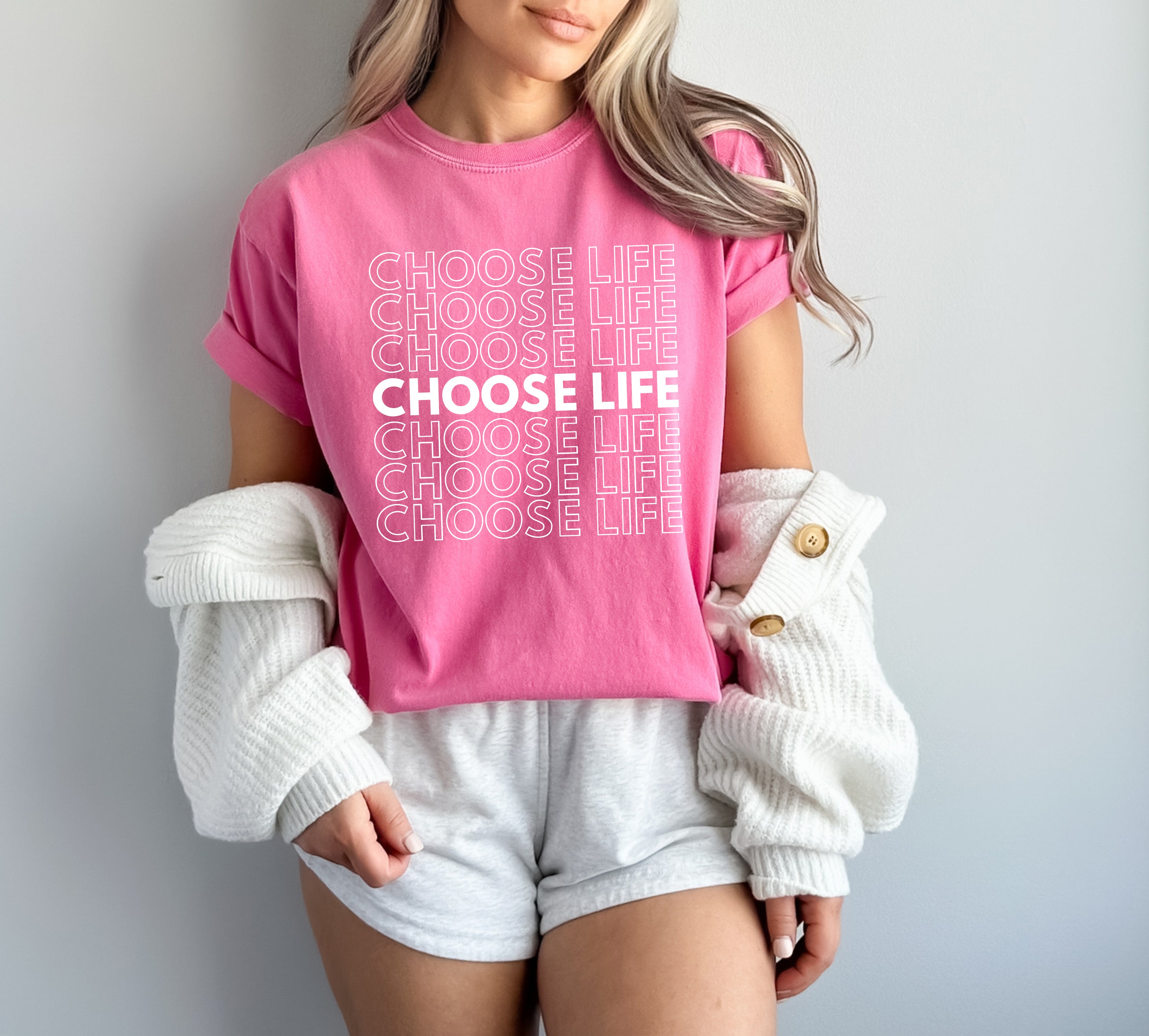 Choose Life Christian Comfort Colors Garment Dyed Christian T Shirt (Repeat)