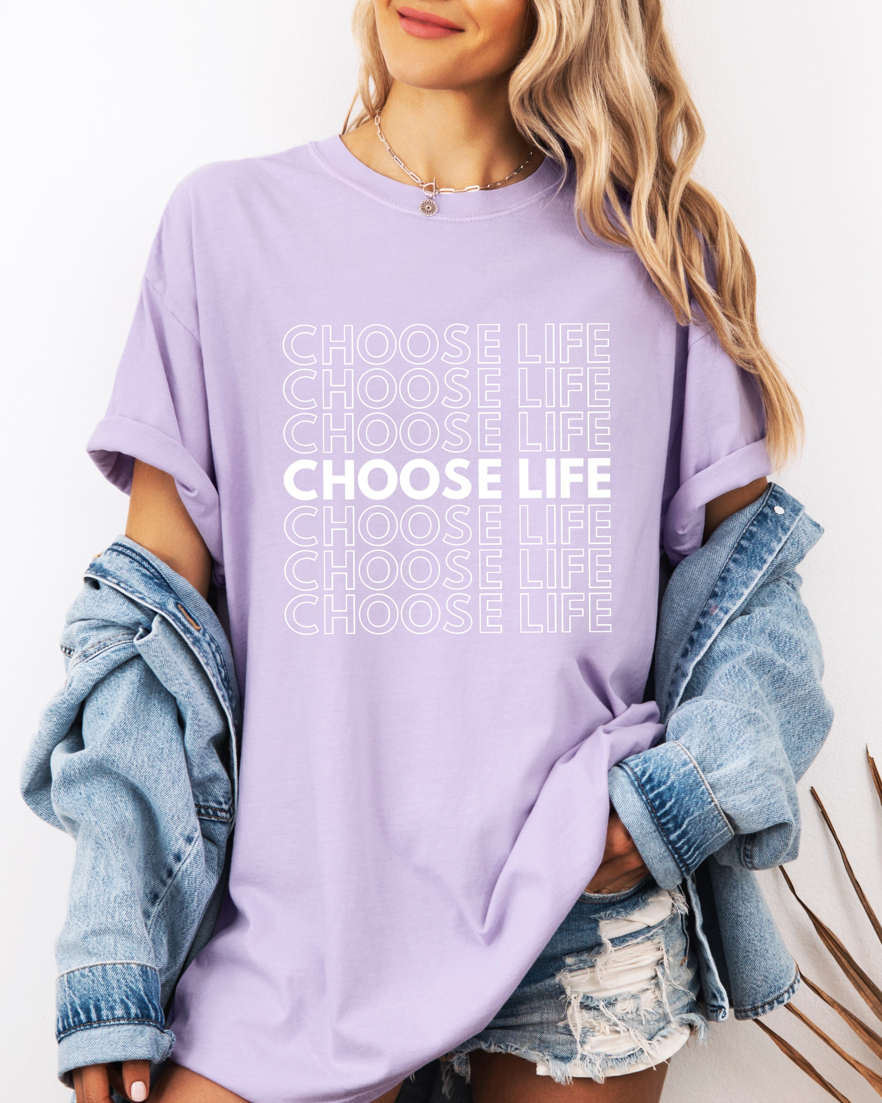 Choose Life Christian Comfort Colors Garment Dyed Christian T Shirt (Repeat)