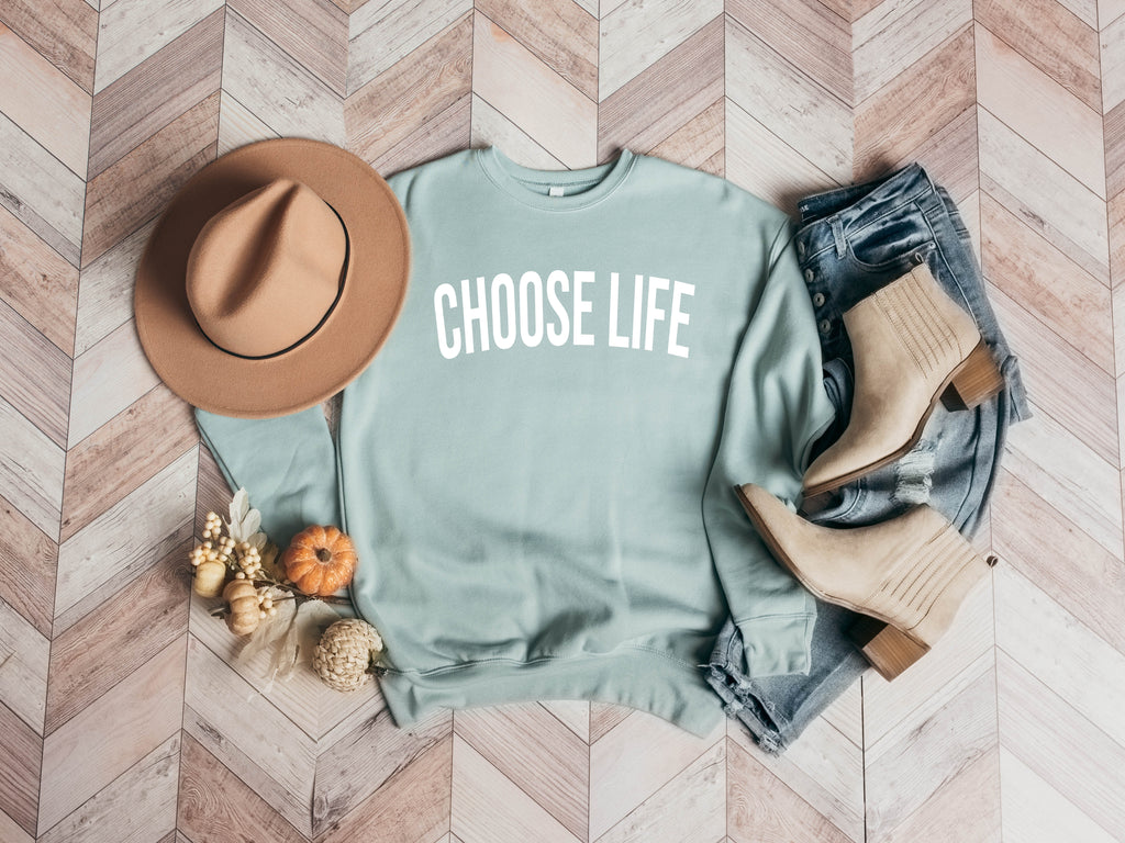 Choose Life Christian Sponge Fleece Crewneck Sweatshirt