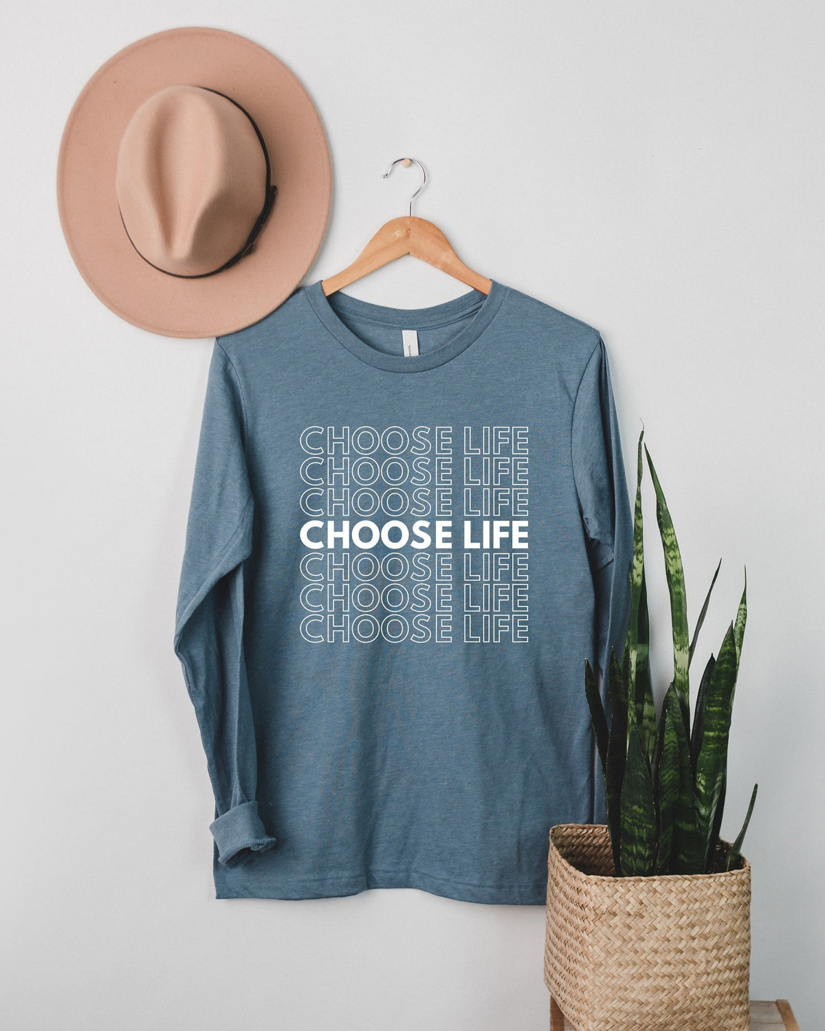 Choose Life Pro-life Long Sleeve T shirt (Repeat)