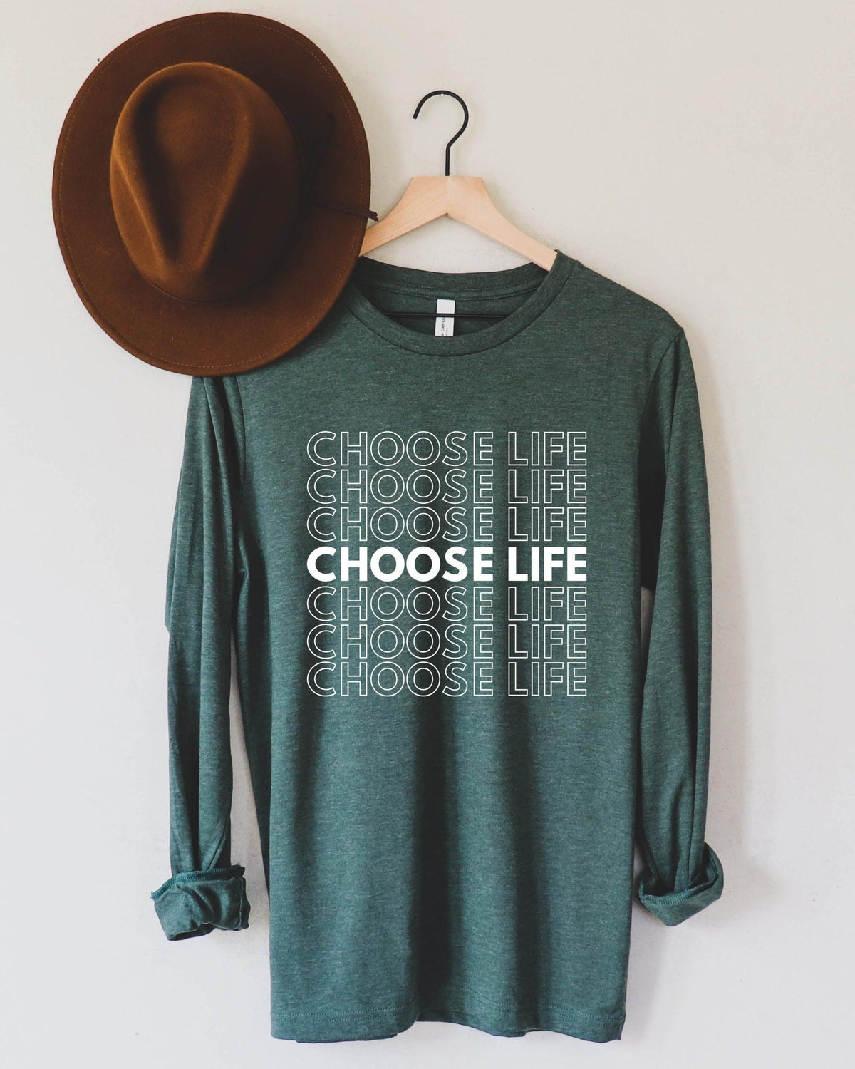 Choose Life Pro-life Long Sleeve T shirt (Repeat)