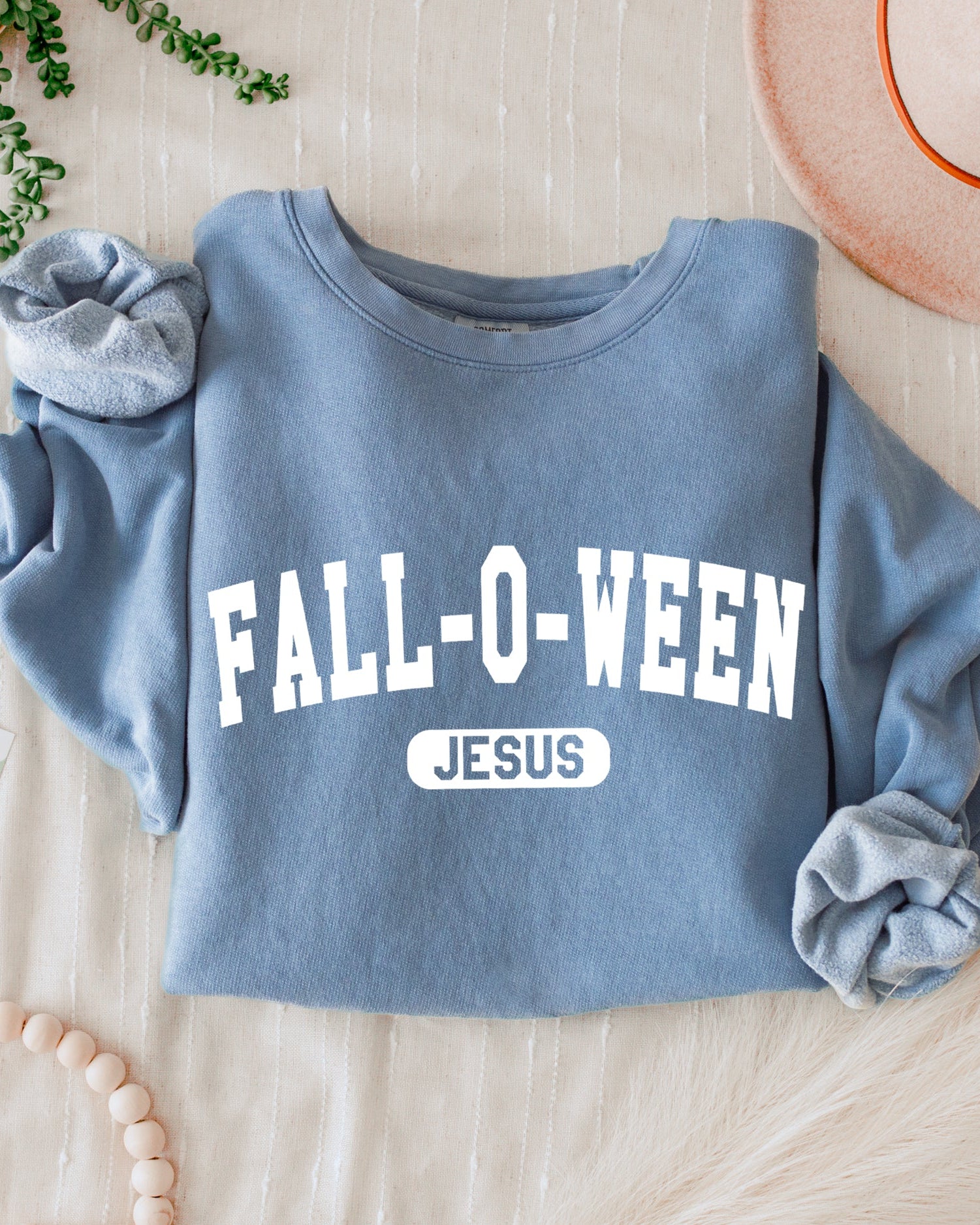 Christian Fall-o-ween Jesus Thanksgiving day Fall Garment Dyed Comfort Colors Sweatshirt