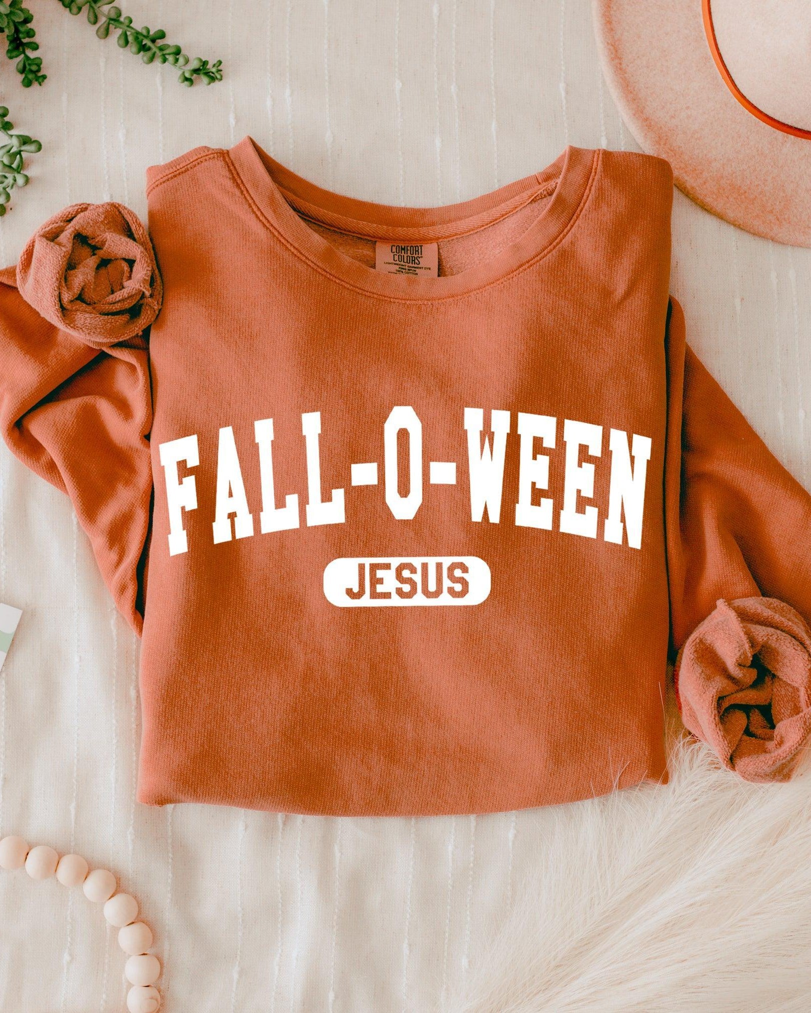 Christian Fall-o-ween Jesus Thanksgiving day Fall Garment Dyed Comfort Colors Sweatshirt