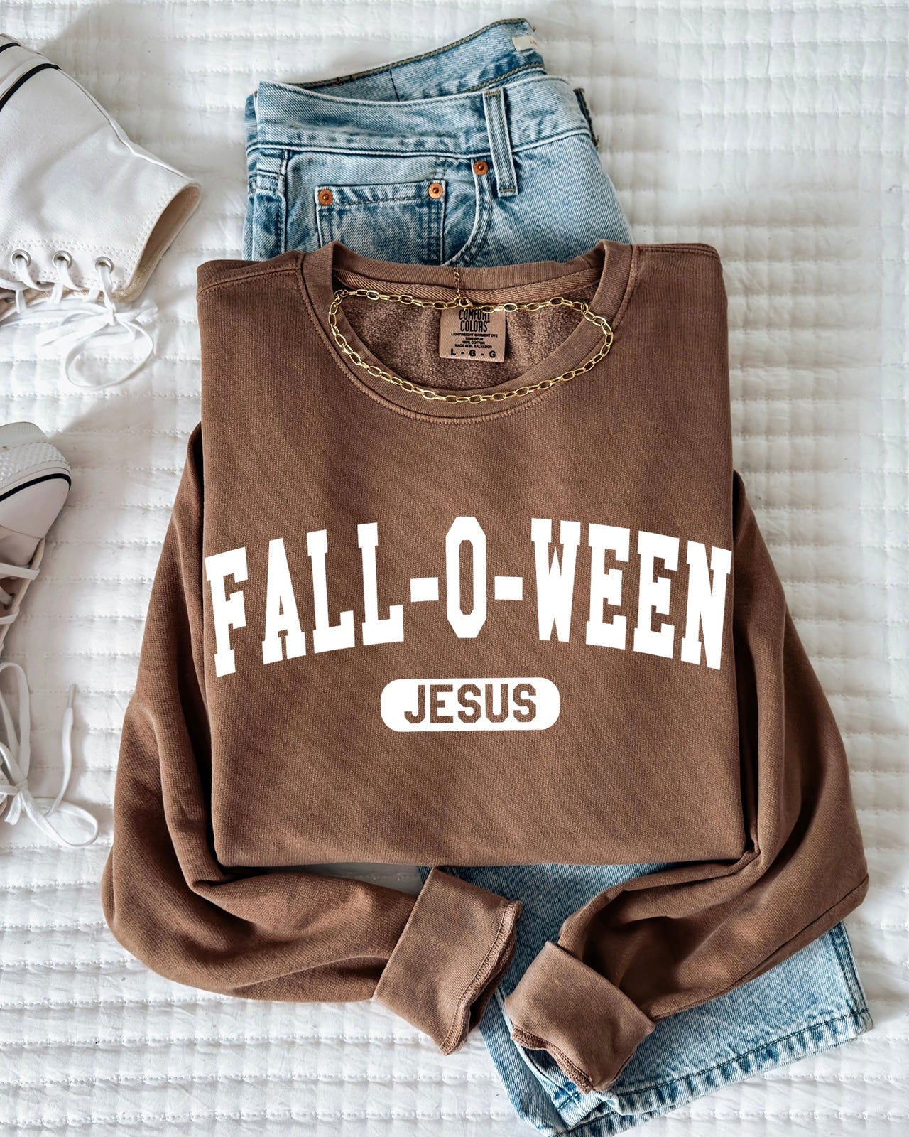 Christian Fall-o-ween Jesus Thanksgiving day Fall Garment Dyed Comfort Colors Sweatshirt