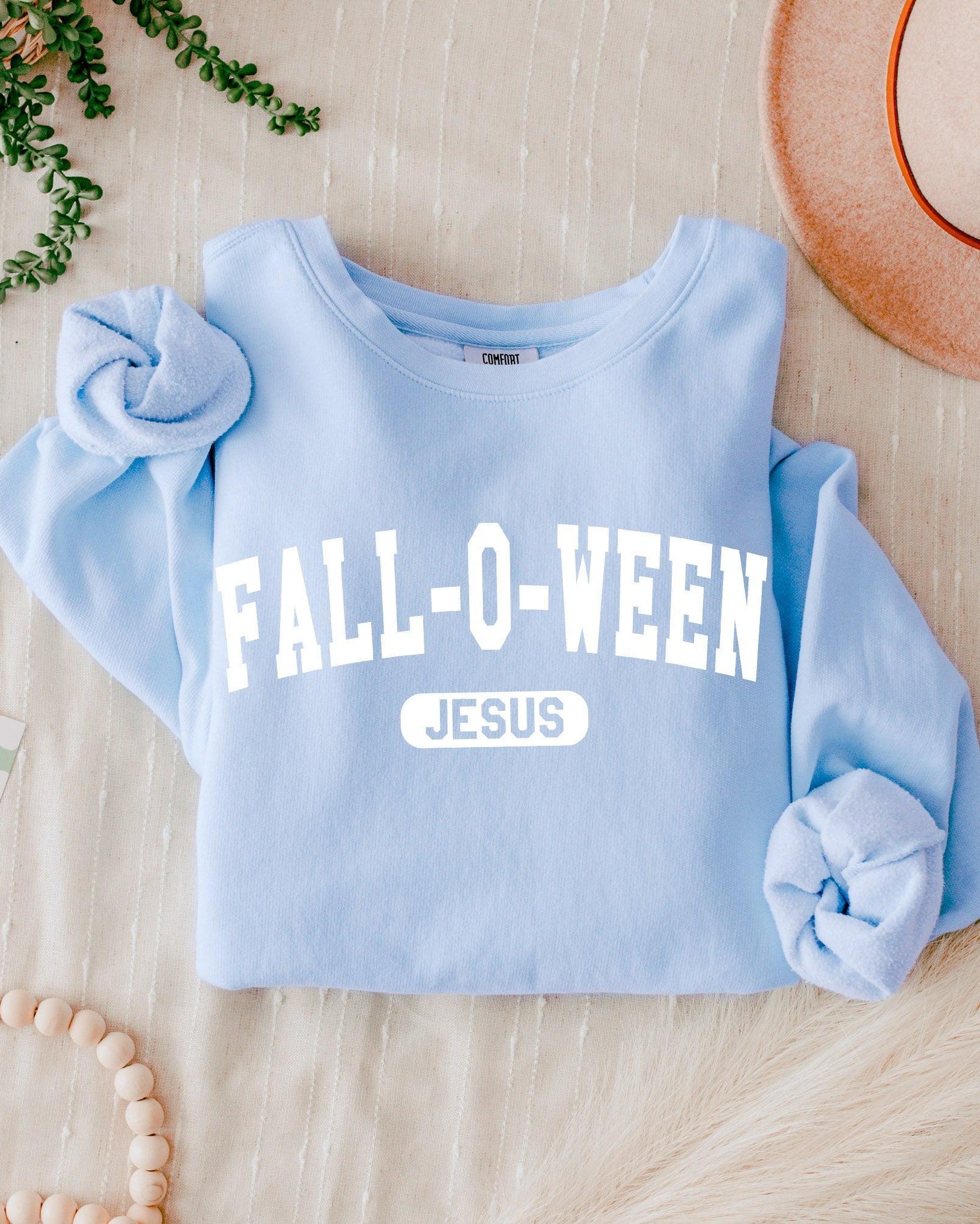 Christian Fall-o-ween Jesus Thanksgiving day Fall Garment Dyed Comfort Colors Sweatshirt
