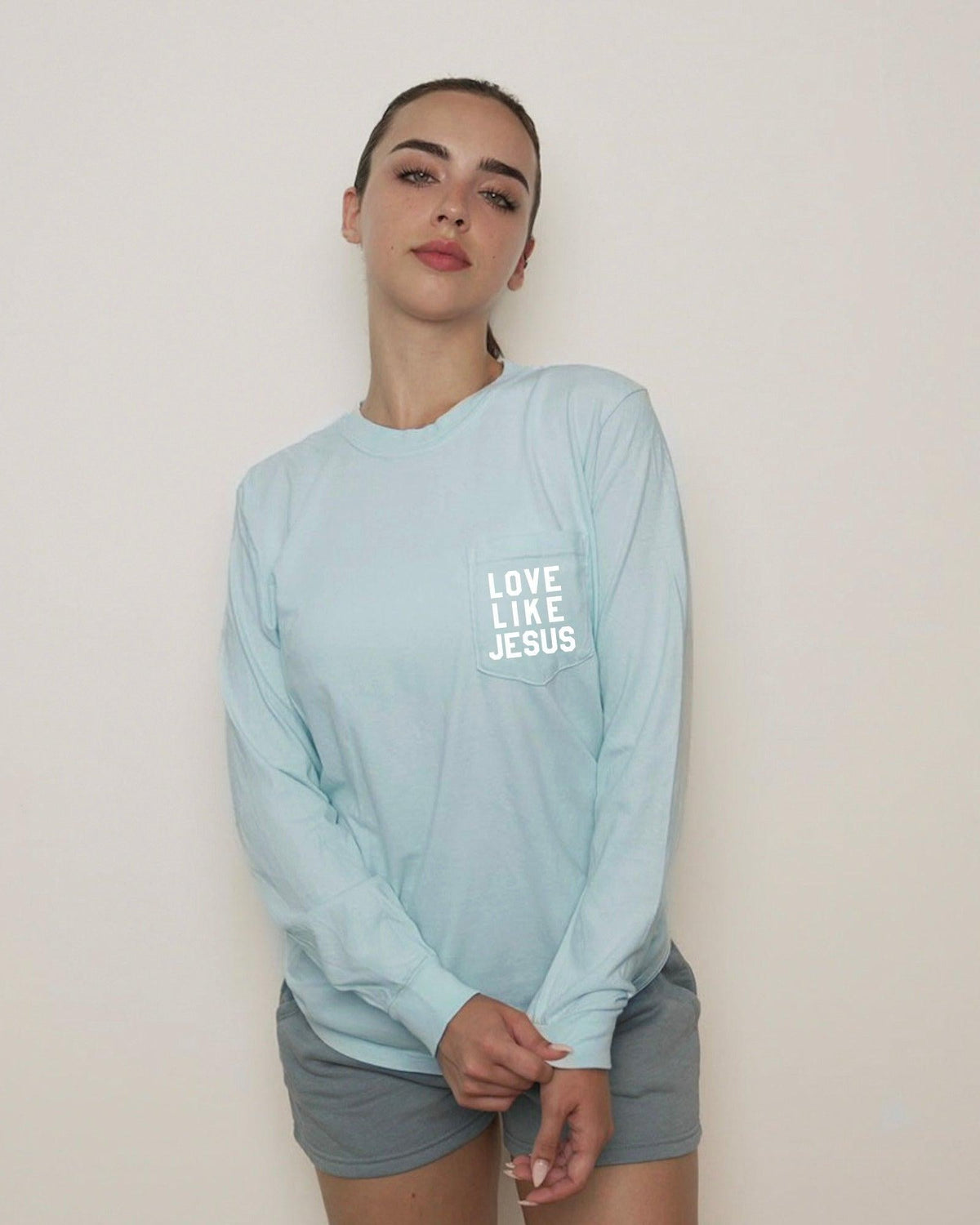 Christian Love Like Jesus Bible Pocket Comfort Colors Long Sleeve Shirt