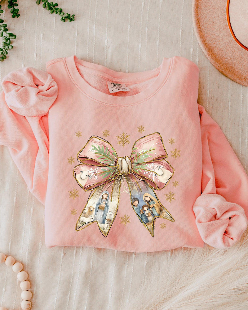 Christmas Ribbon Christian Inspirational Garment Dyed Comfort Colors Sweatshirt