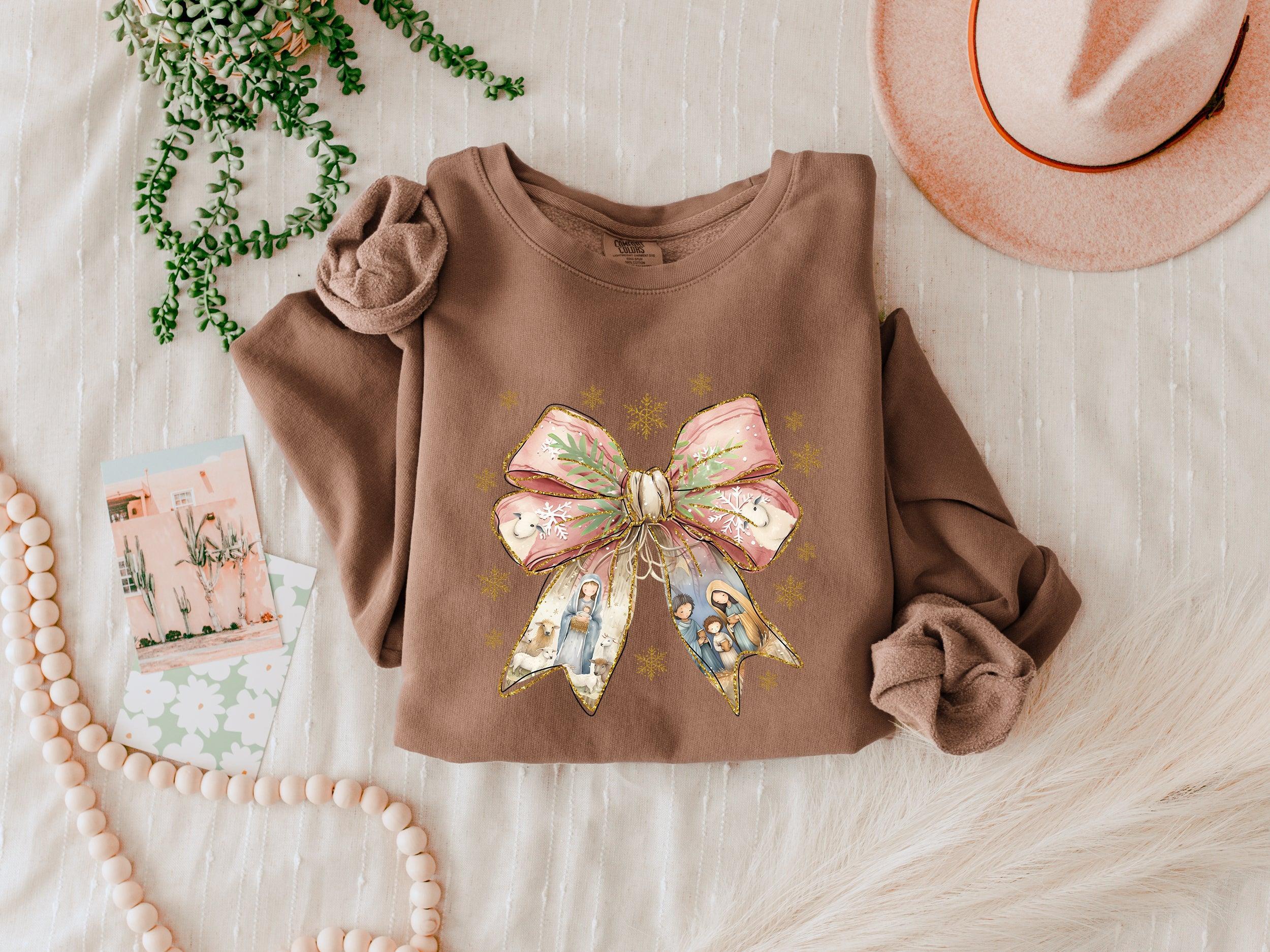 Christmas Ribbon Christian Inspirational Garment Dyed Comfort Colors Sweatshirt