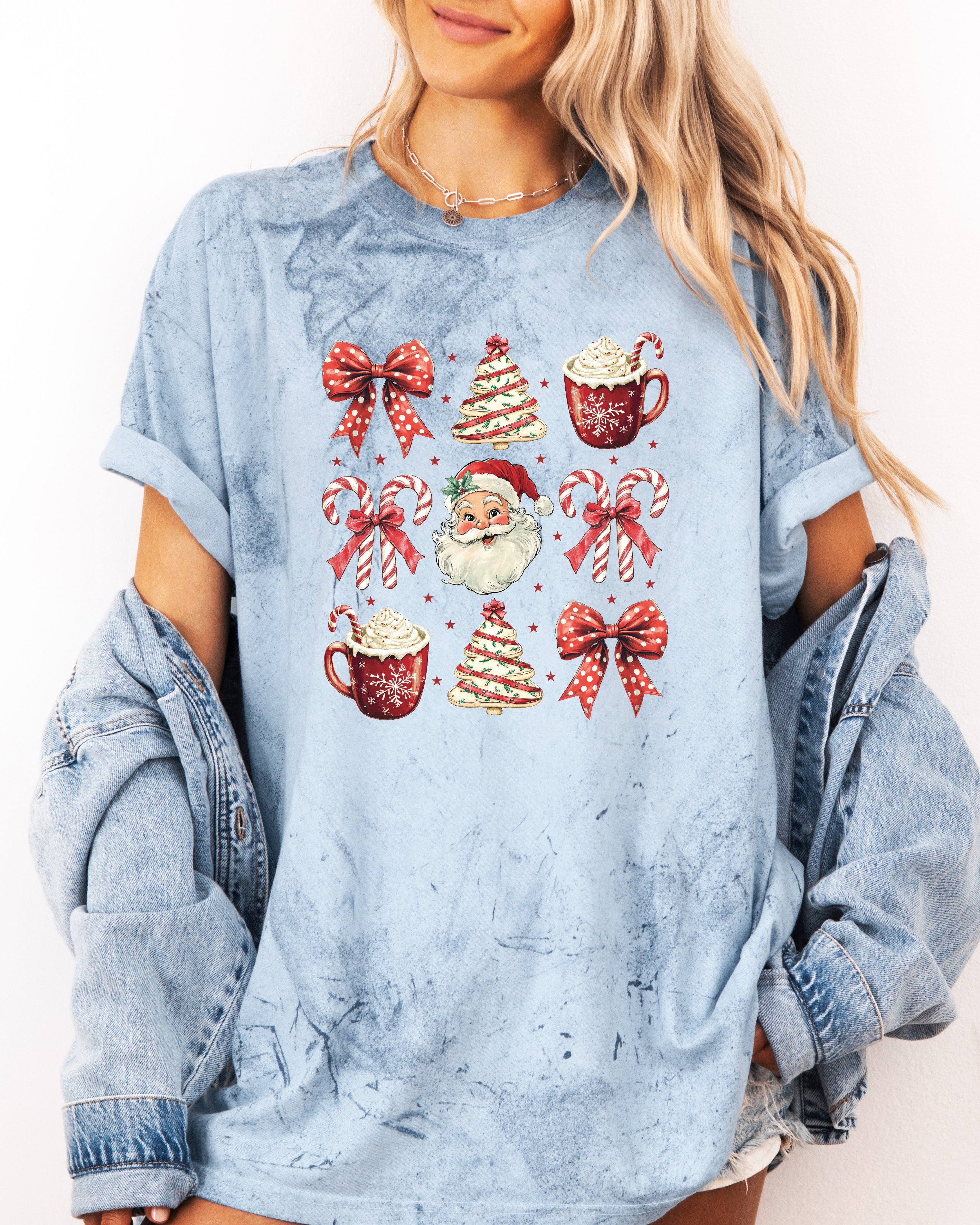 Christmas Tree Santa Hot Chocolate Christmas fall winter Comfort Colors Garment Dyed T Shirt