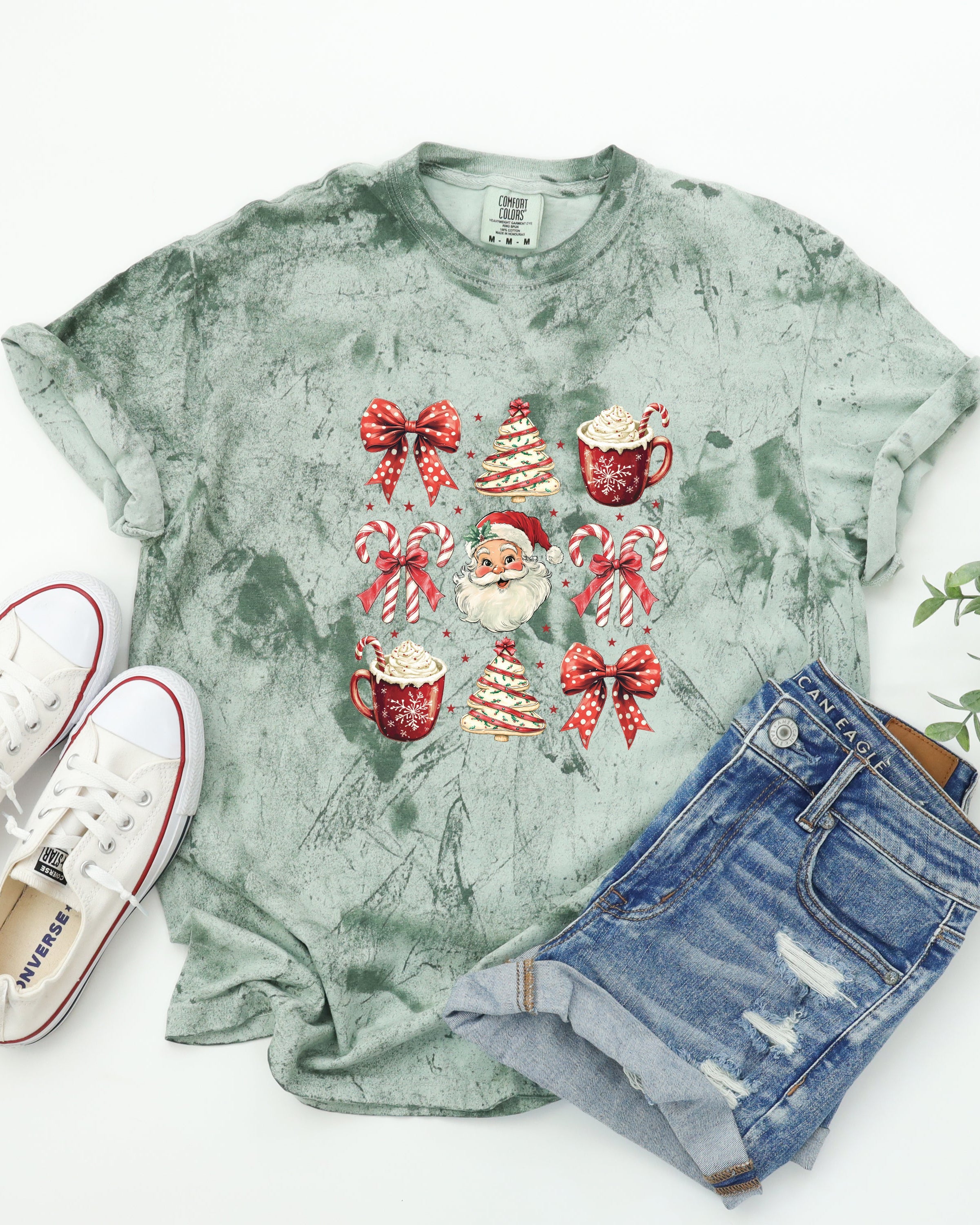 Christmas Tree Santa Hot Chocolate Christmas fall winter Comfort Colors Garment Dyed T Shirt
