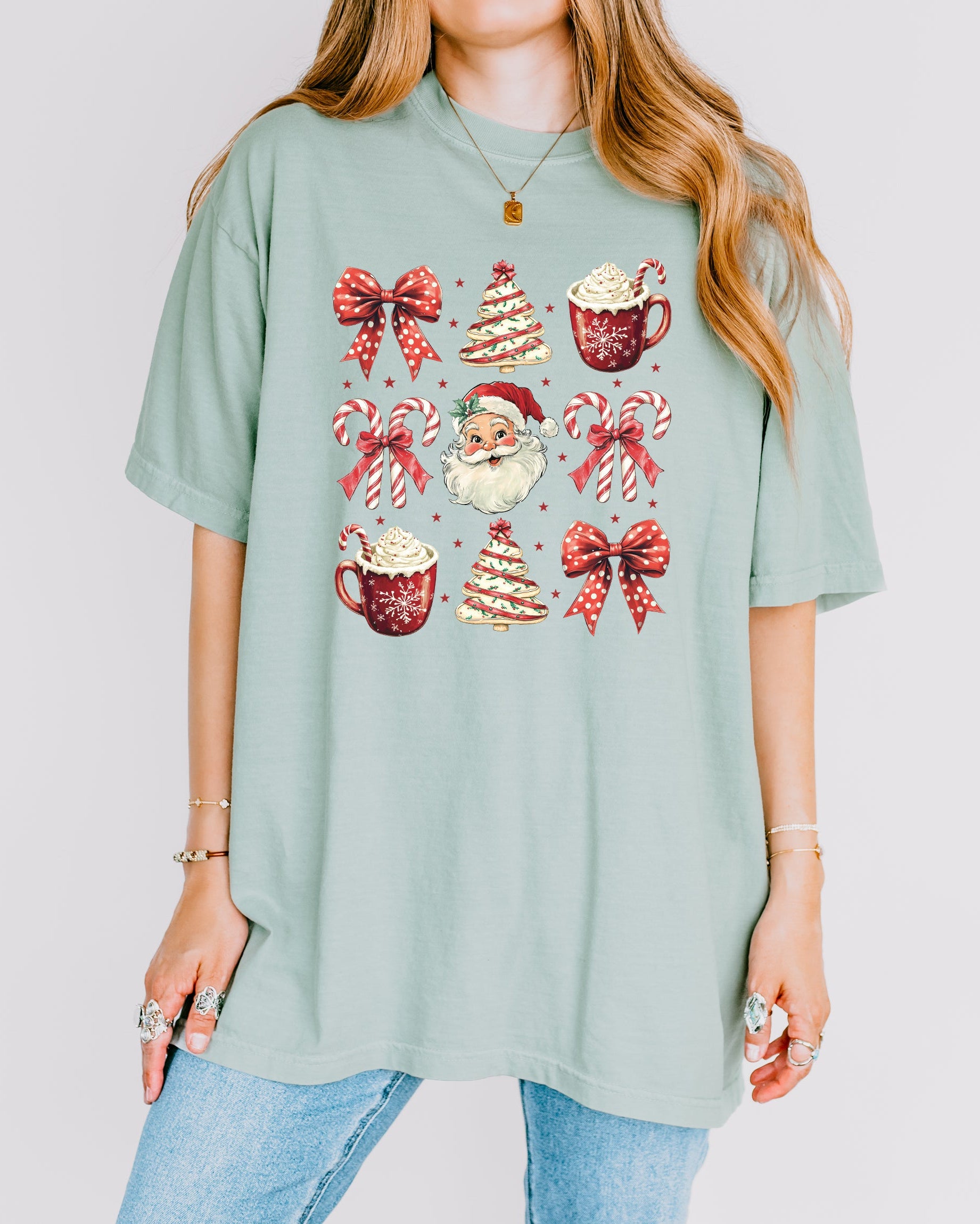 Christmas Tree Santa Hot Chocolate Christmas fall winter Comfort Colors Garment Dyed T Shirt