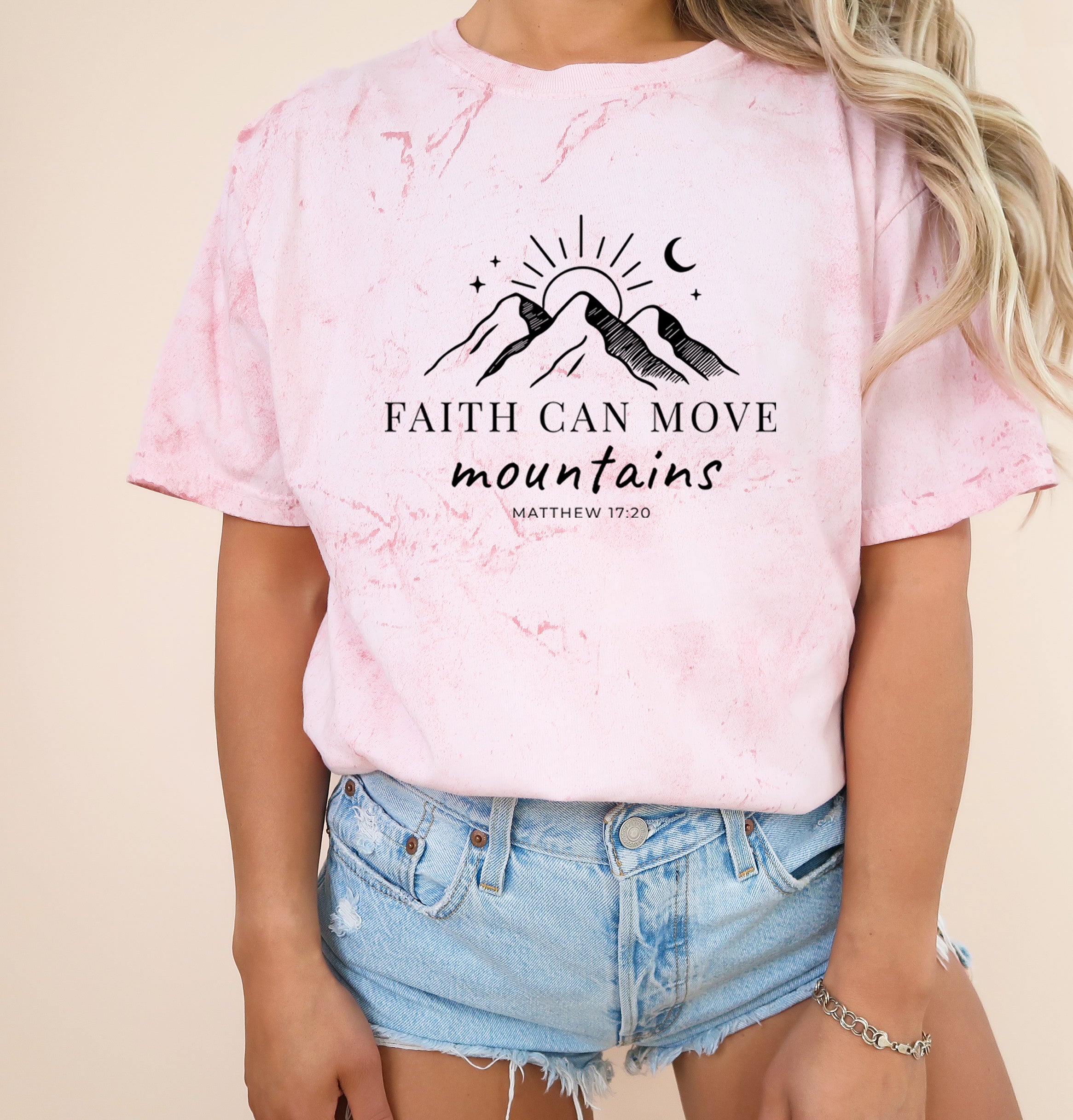 Faith can move mountains Comfort Colors Garment Dyed T Shirt (New)