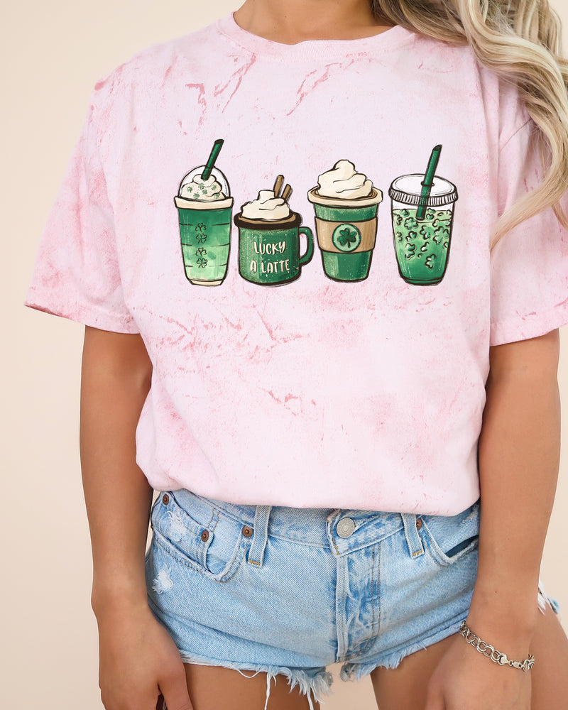 St. Patrick's day Lucky Latte Shamrock Matcha Coffee Comfort Colors T Shirt