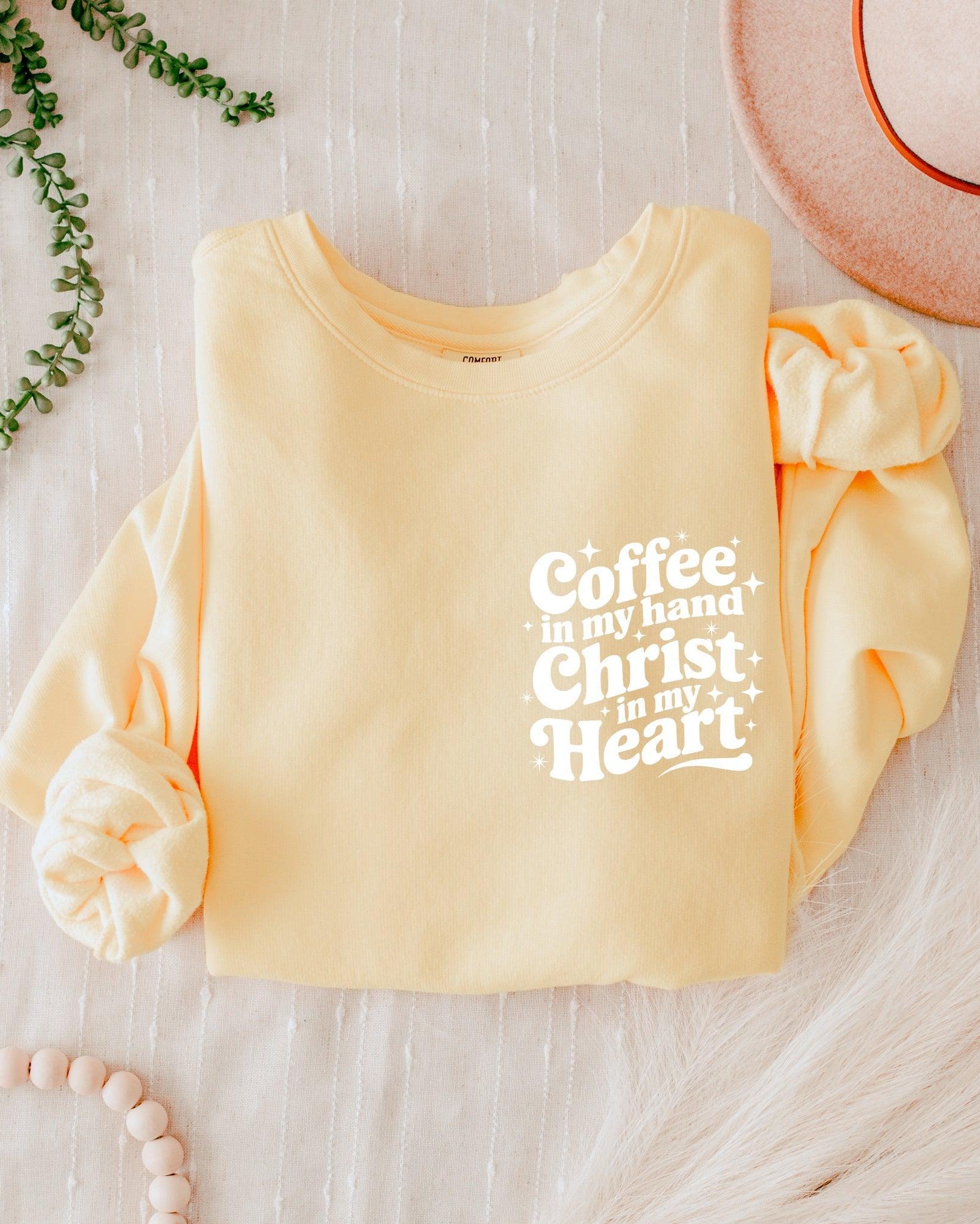 Coffee In My Hand Christ In My Heart Inspirational Christian Comfort Colors Sweatshirt
