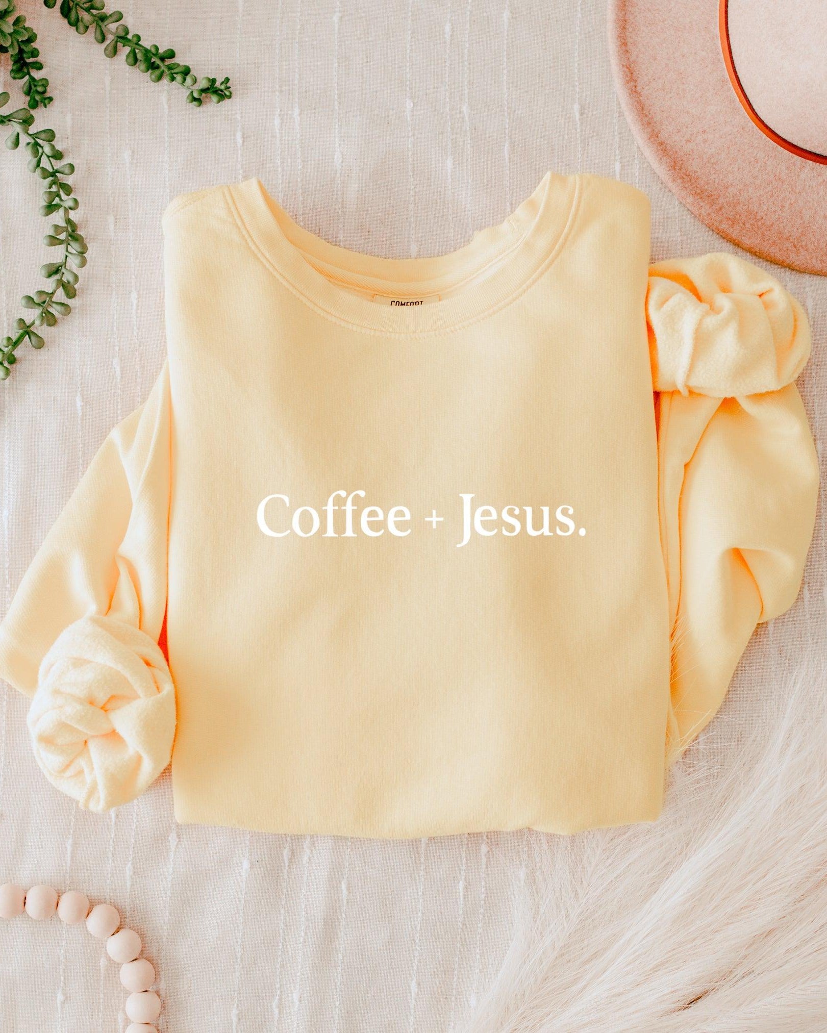 Coffee + Jesus Fall Autumn Garment Dyed Comfort Colors Sweatshirt
