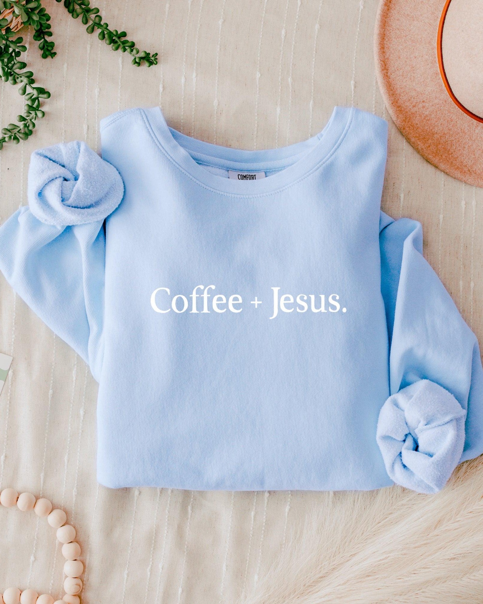 Coffee + Jesus Fall Autumn Garment Dyed Comfort Colors Sweatshirt