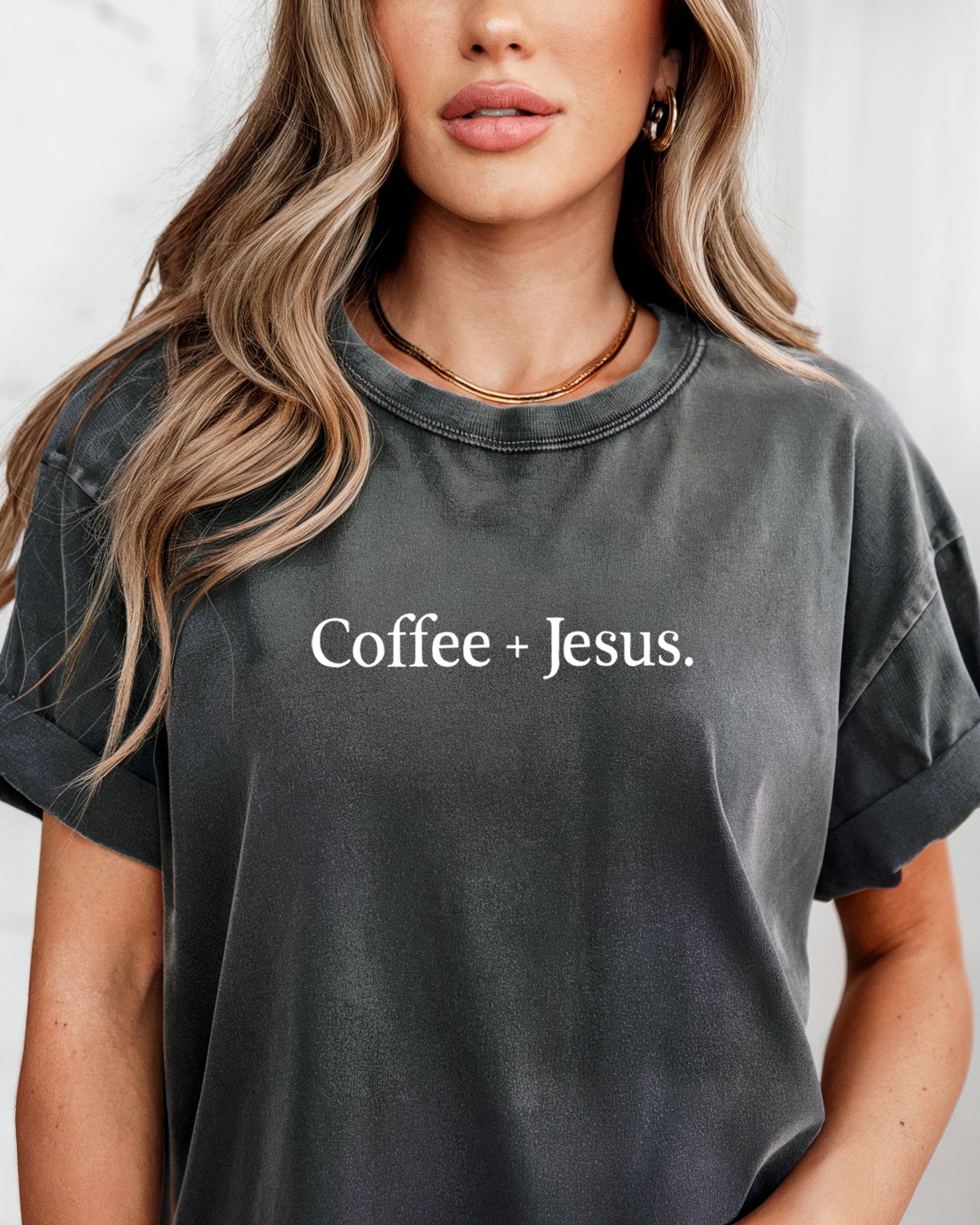 Coffee + Jesus Fall Thanksgiving day Christmas Autumn Comfort Colors Garment Dyed T Shirt