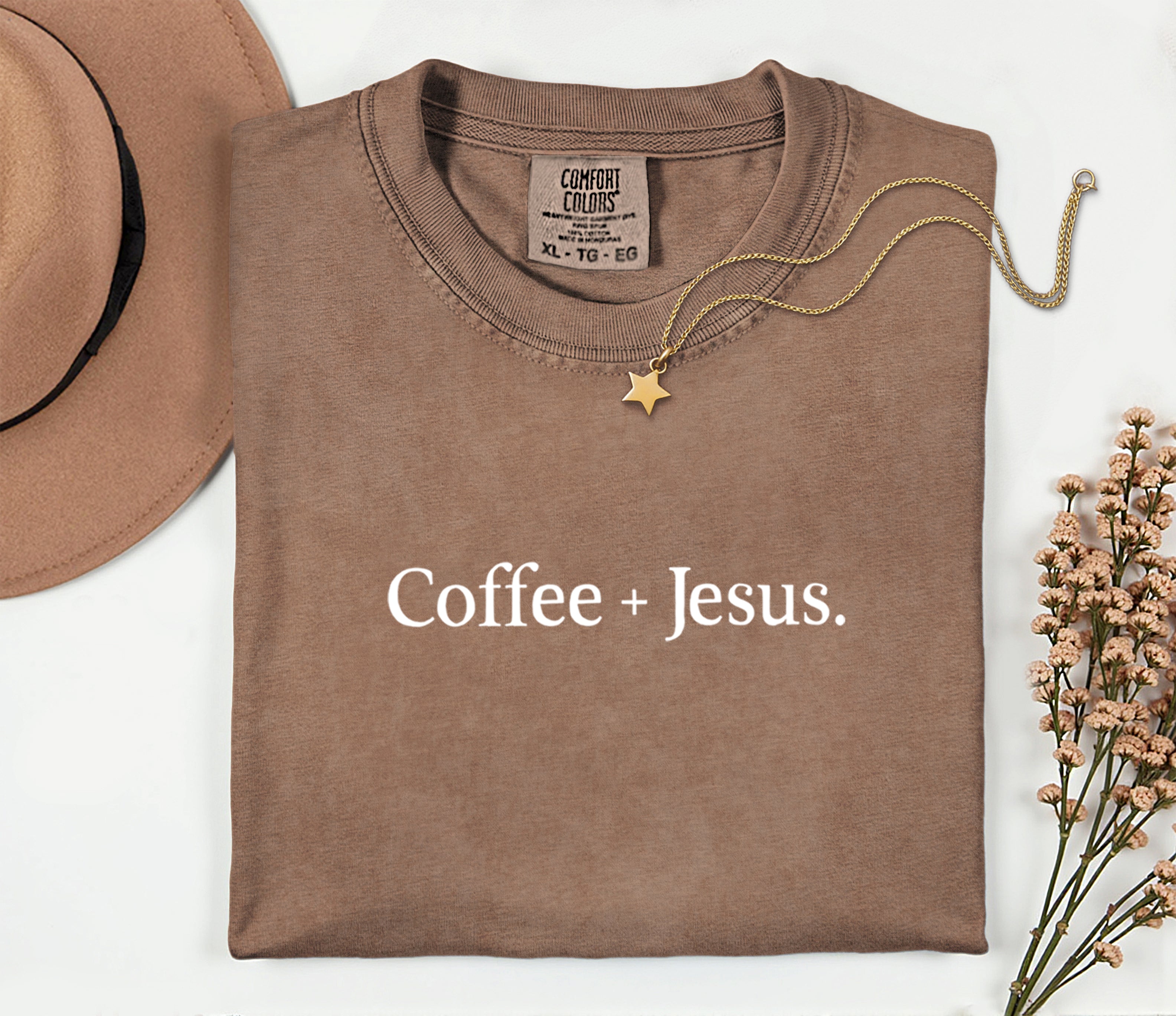 Coffee + Jesus Fall Thanksgiving day Christmas Autumn Comfort Colors Garment Dyed T Shirt