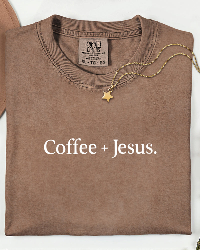 Coffee + Jesus Fall Thanksgiving day Christmas Autumn Comfort Colors Garment Dyed T Shirt