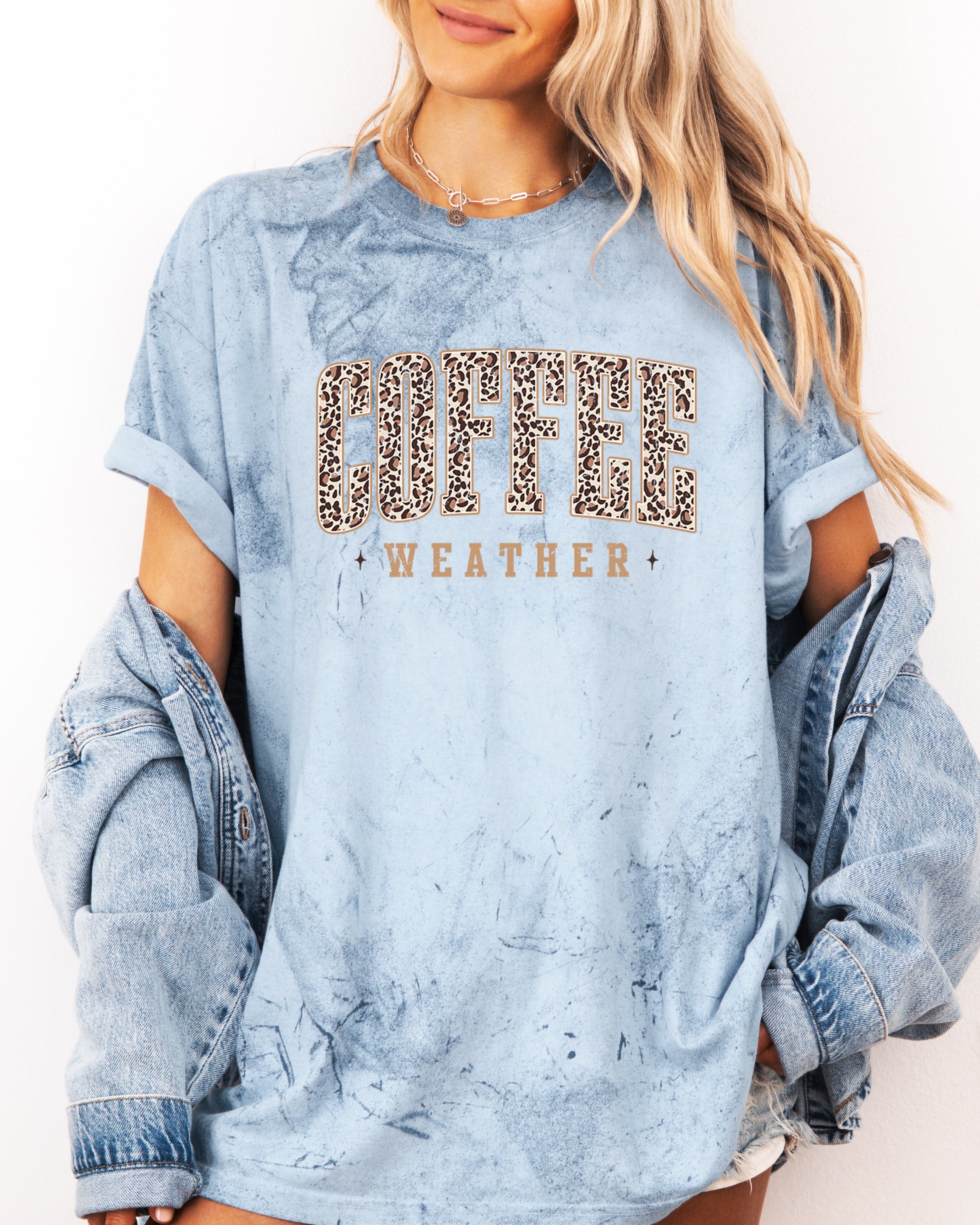 Coffee Weather Fall Thanksgiving day Christmas Autumn Comfort Colors Garment Dyed T Shirt